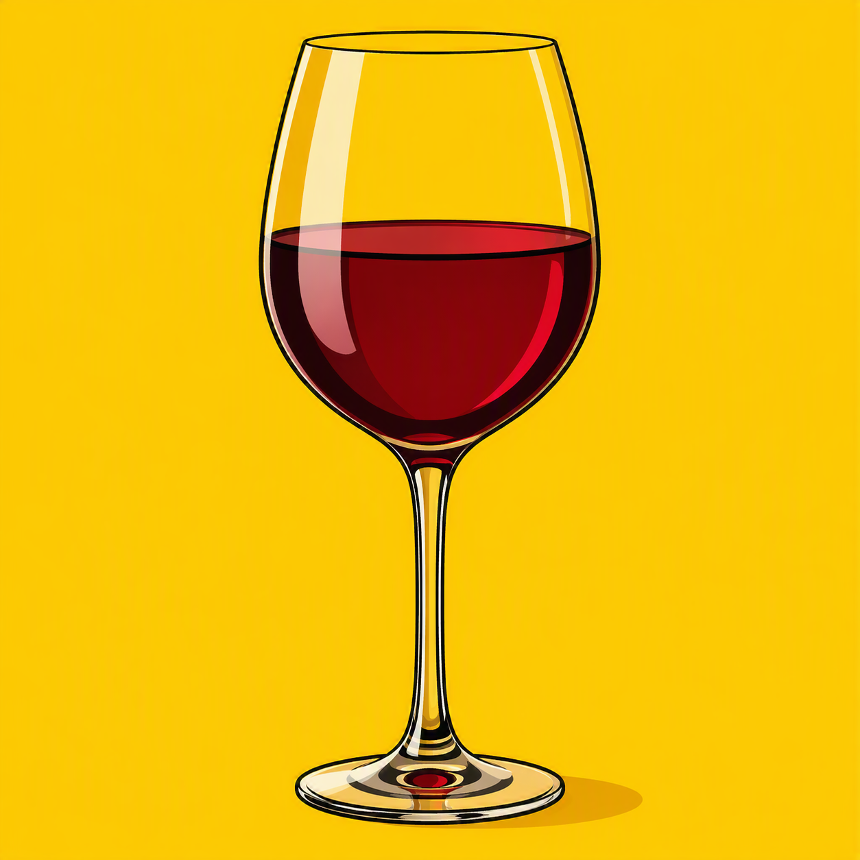 glass of red wine on yellow background
