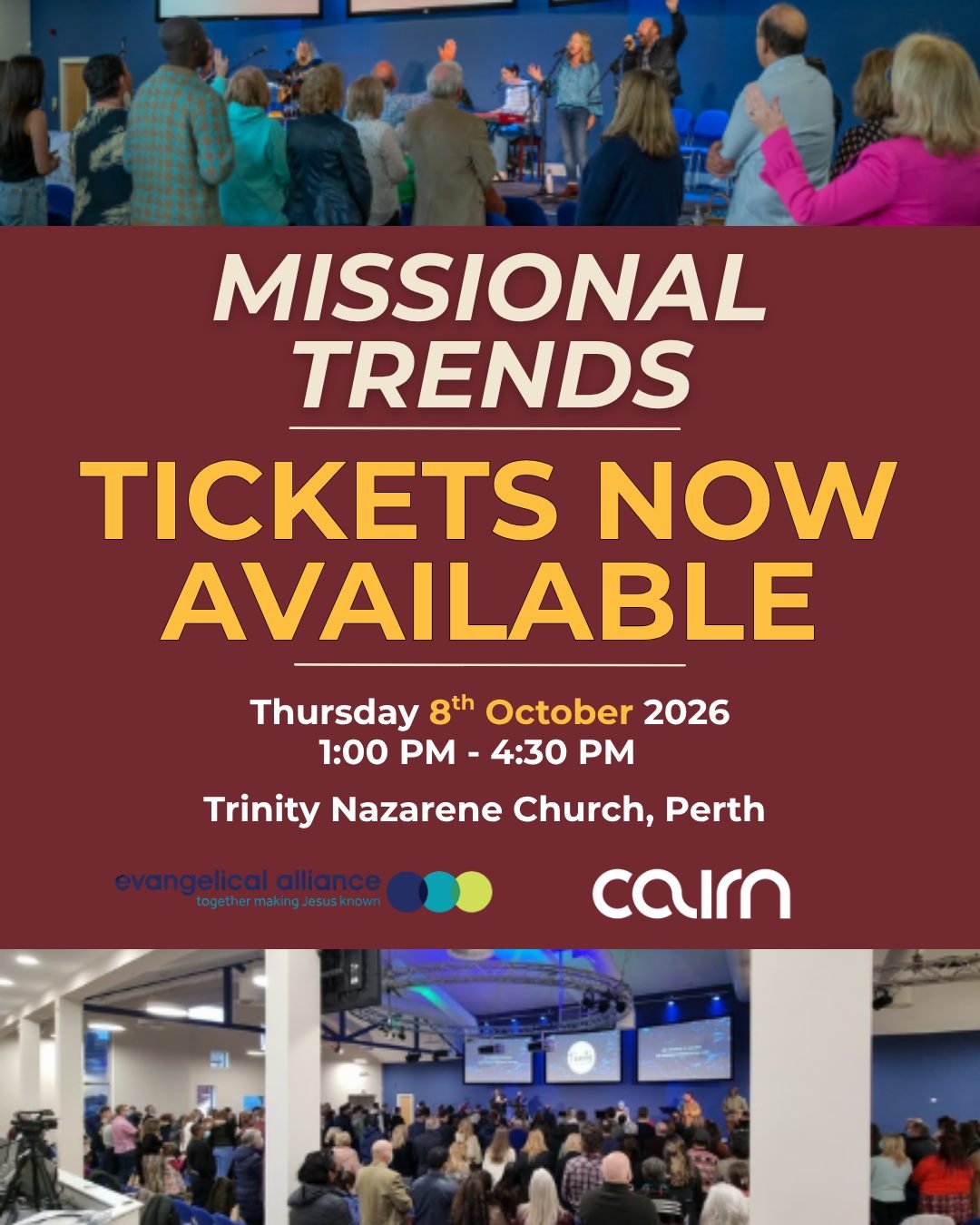 MISSIONAL TRENDS - An afternoon for pastors, leaders and missionary teams who want to recognise the moment faithfully to what God is doing!

LETS BE READY&hellip;LETS BE MISSIONAL!

Tickets - Link in bio 🔗

#missionaltrends #cairn #missionevent #chr