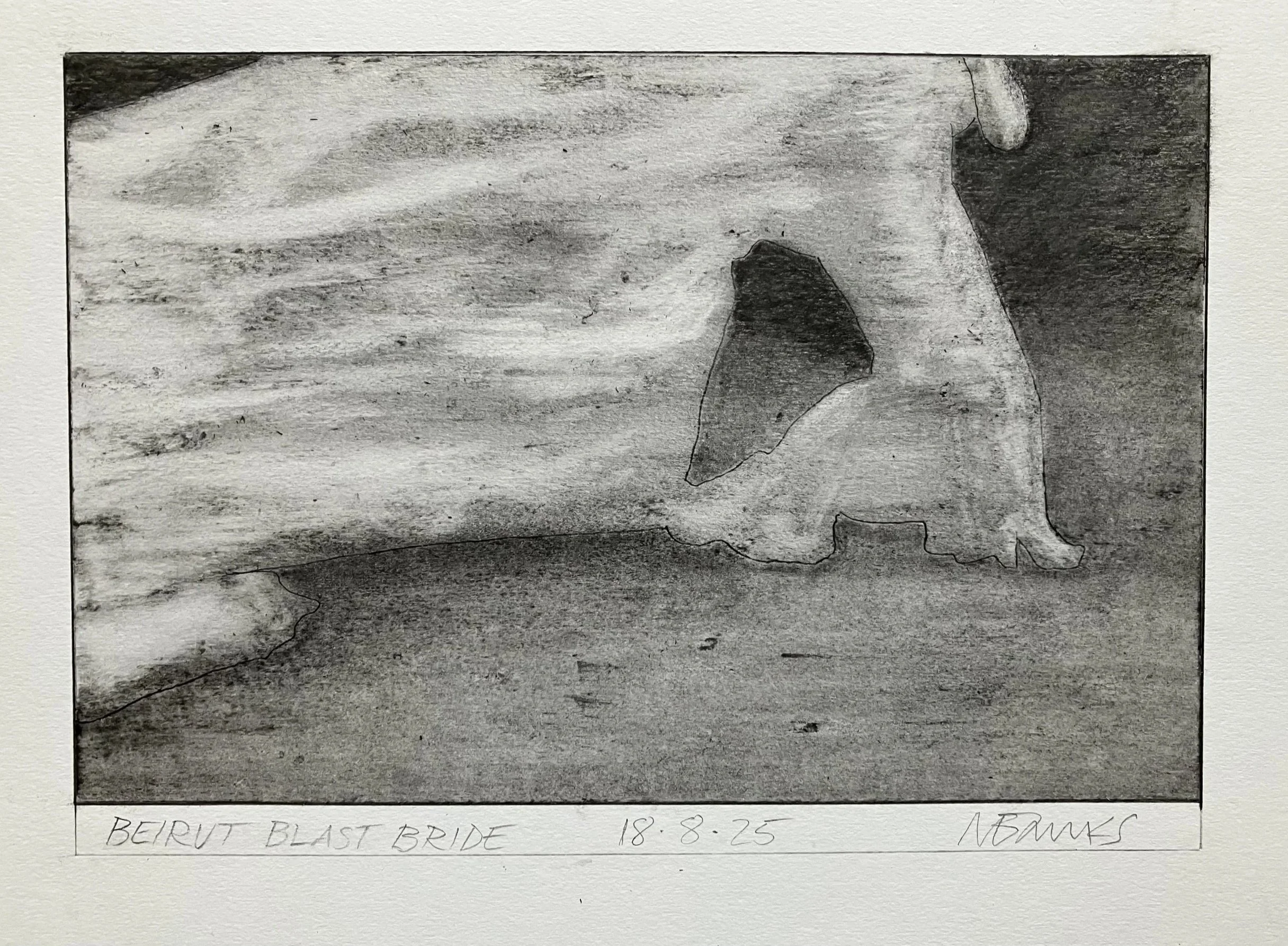 'Beirut Blast Bride' 2025. Pencil on paper
21 x 15 cm