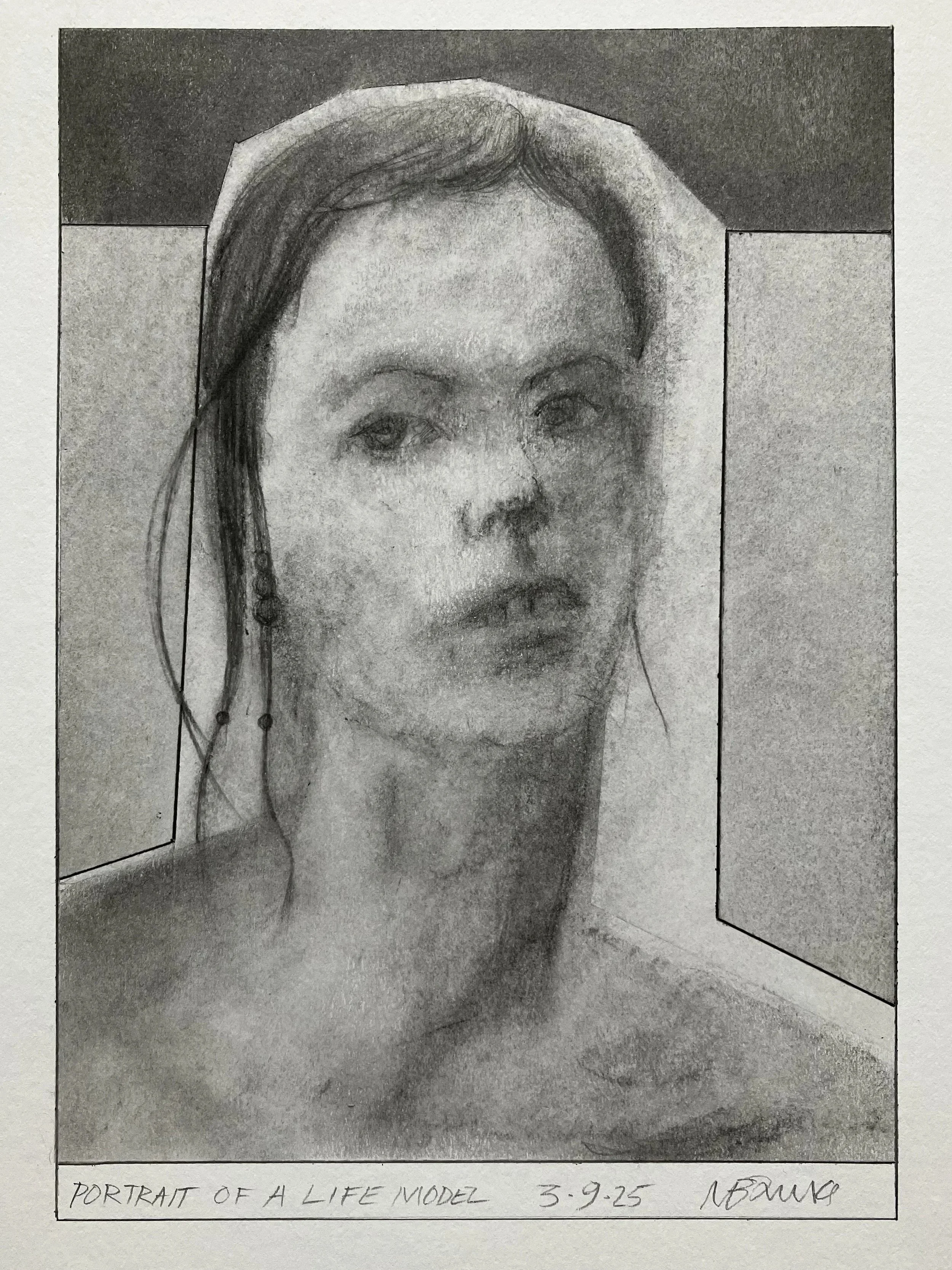 'Portrait of a Life Model' 2025. Pencil on paper
21 x 15 cm