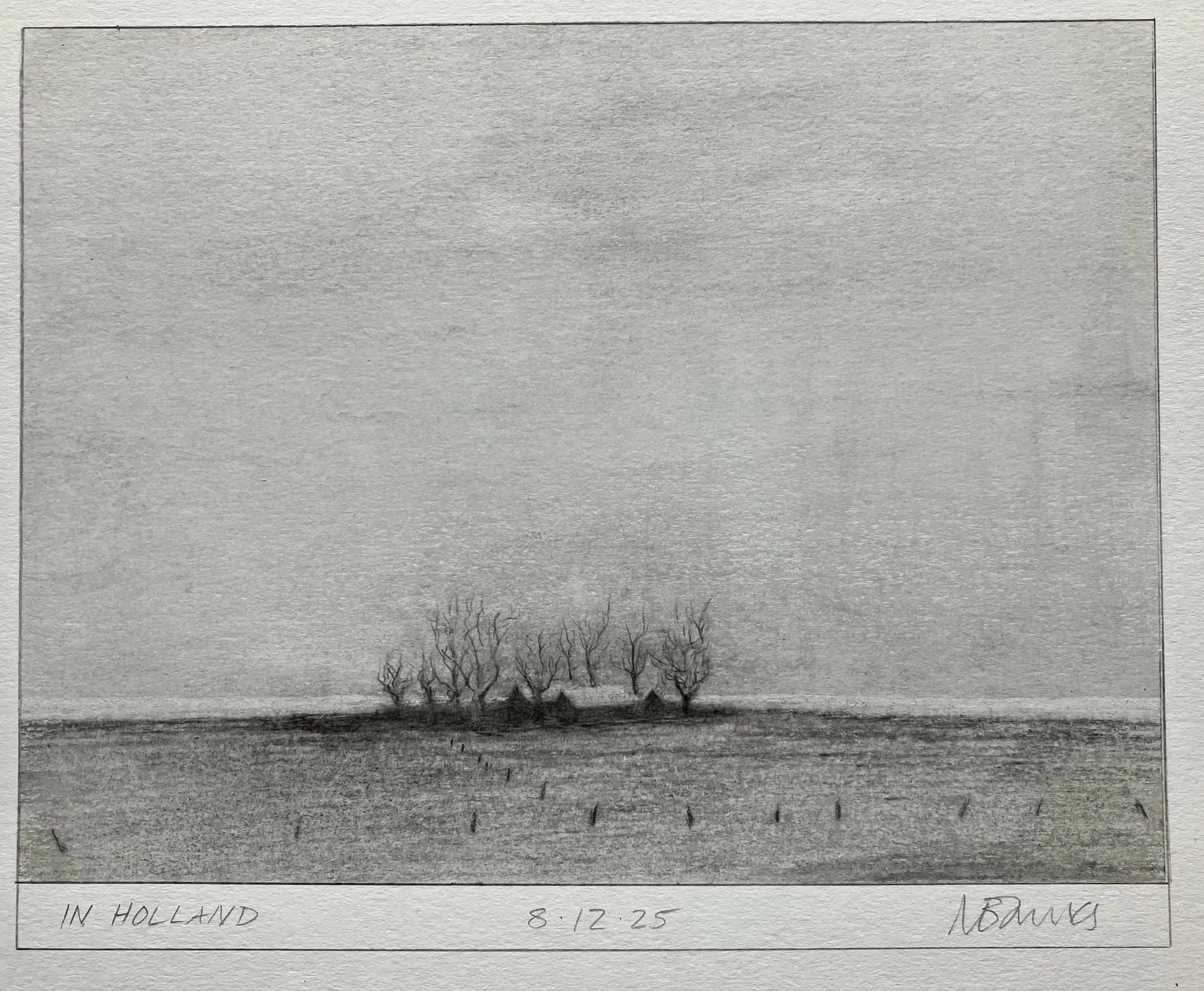 ' In Holland' 2025. Pencil, French Chalk on paper   20 x 16 cm