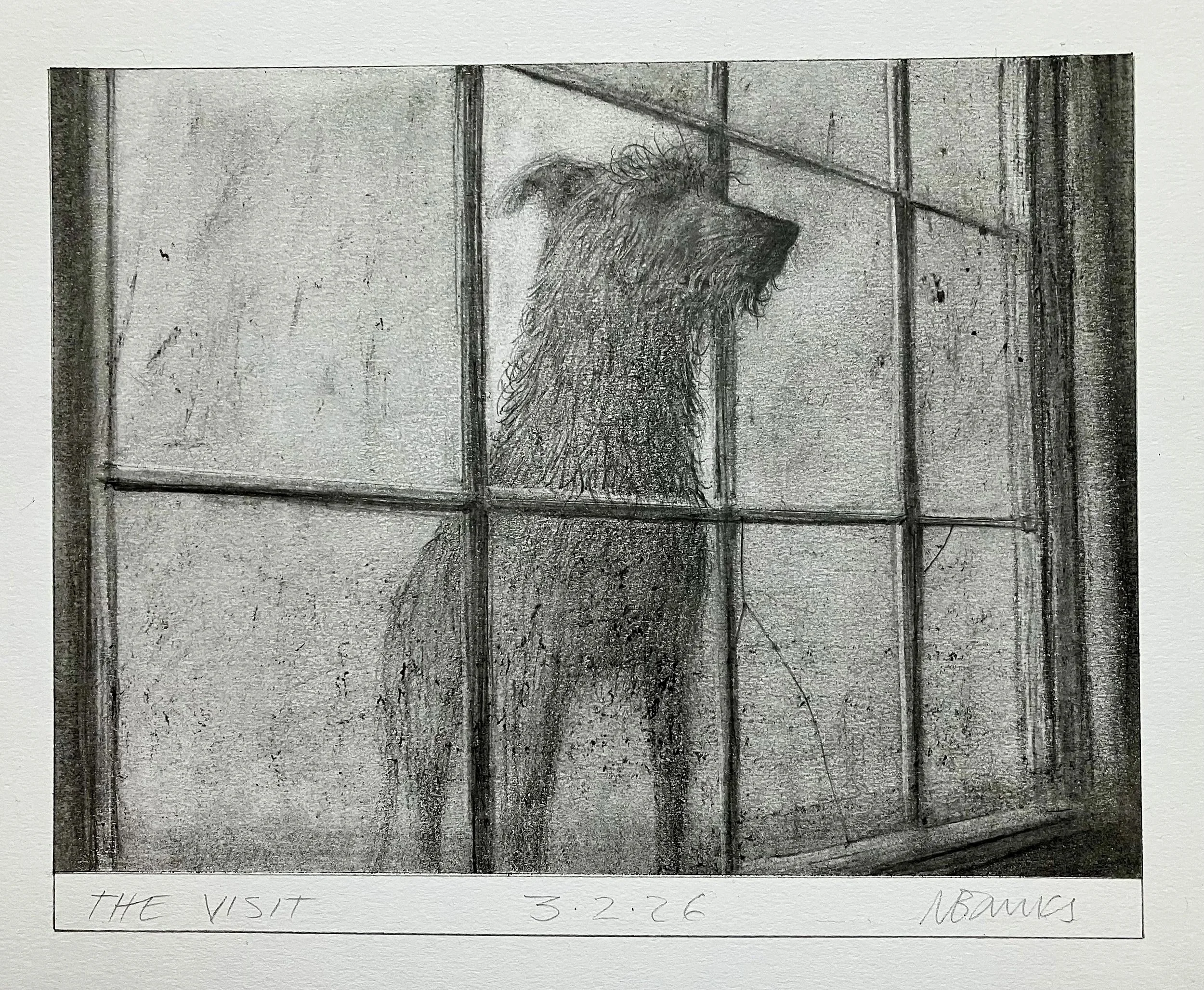 'The Visit ' 2026.   Pencil on paper  21 x 15 cm