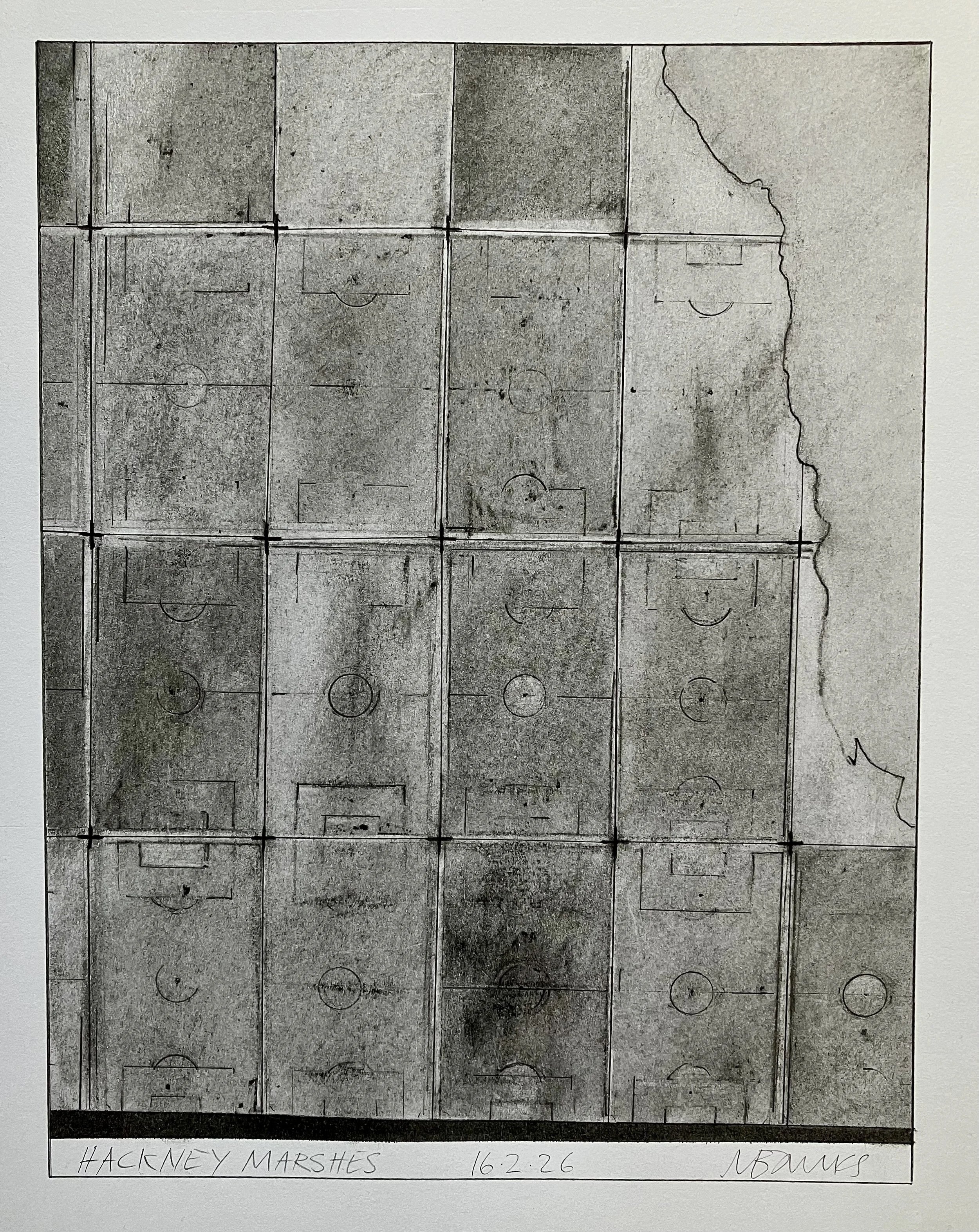 'Hackney Marshes' 2026. Pencil on paper
27 x 21 cm