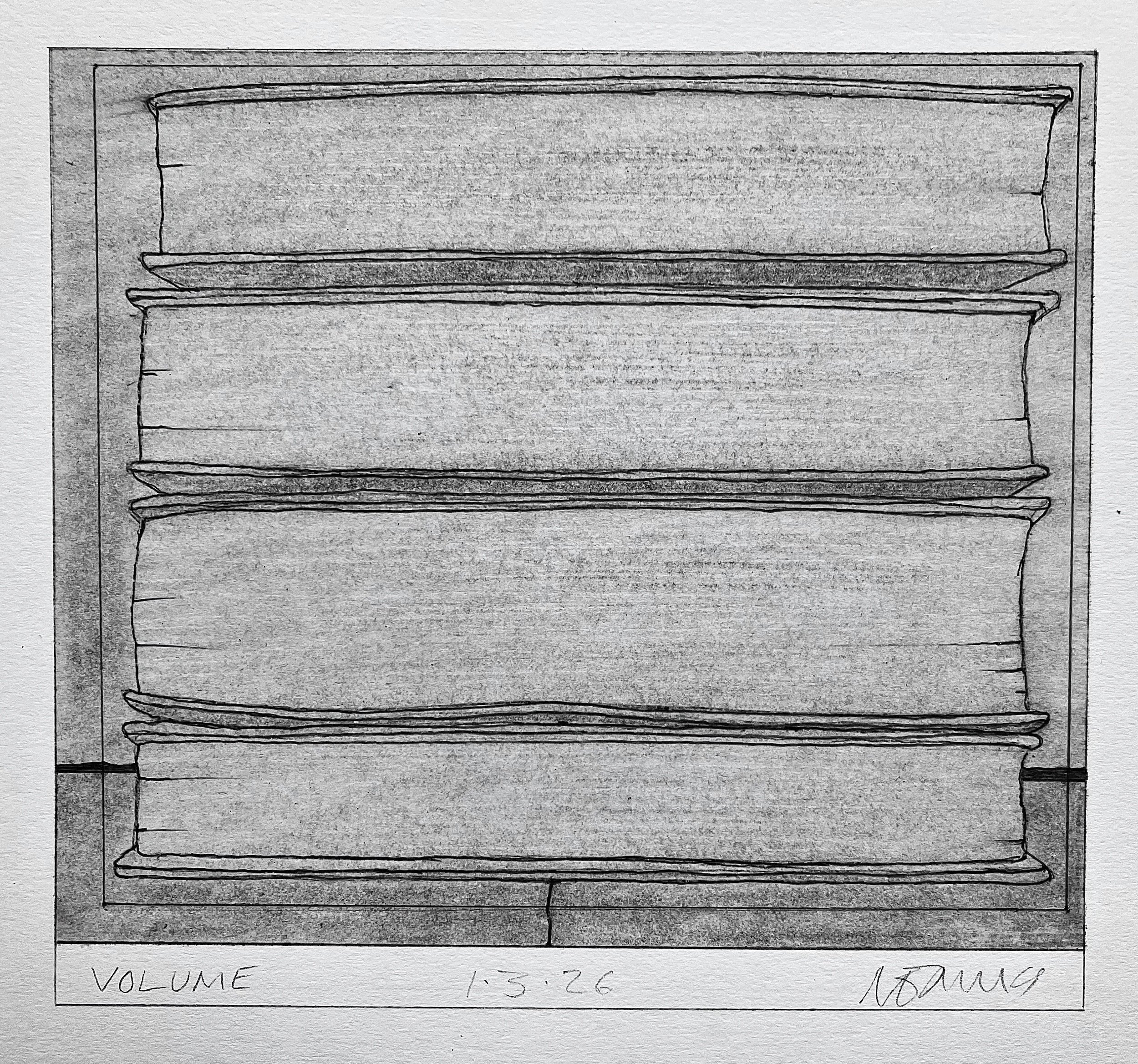 'Volume' 2026   Pencil on paper  17 x 15 cm