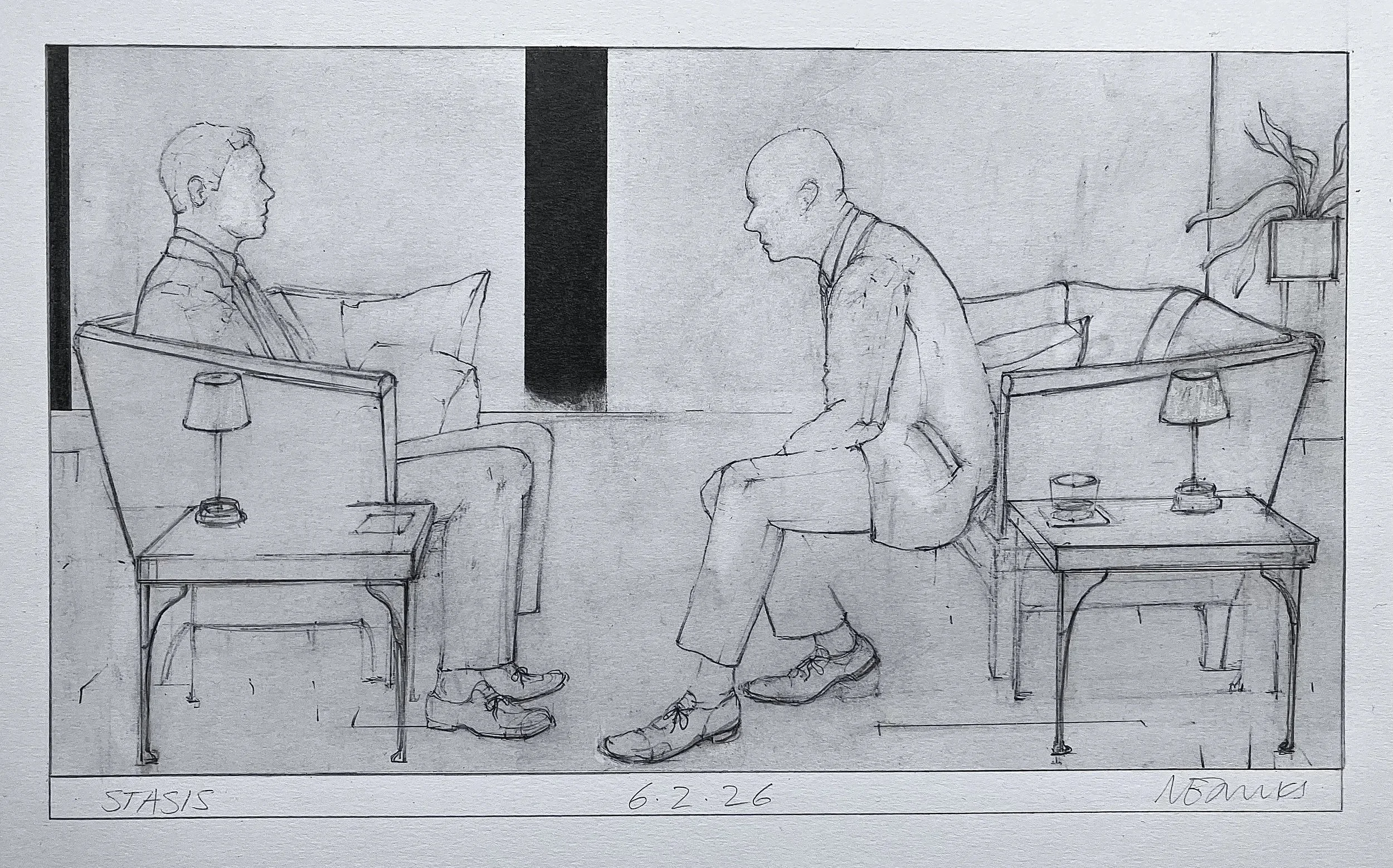 'Stasis' 2026 Pencil and graphite on paper
31 x 17cm