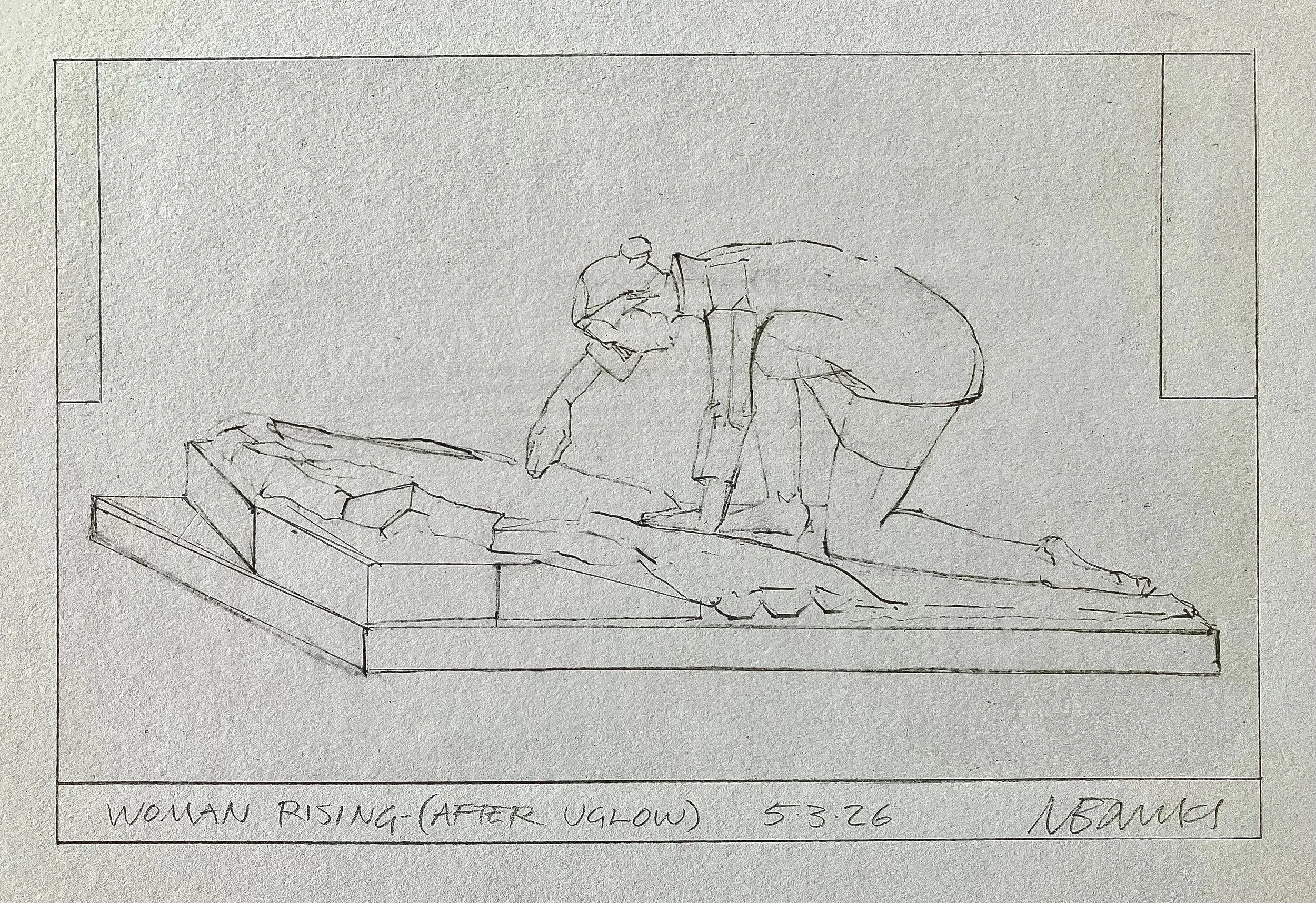 'Woman Rising' (After Uglow)  2026.
Pencil on paper  21 x 12 cm