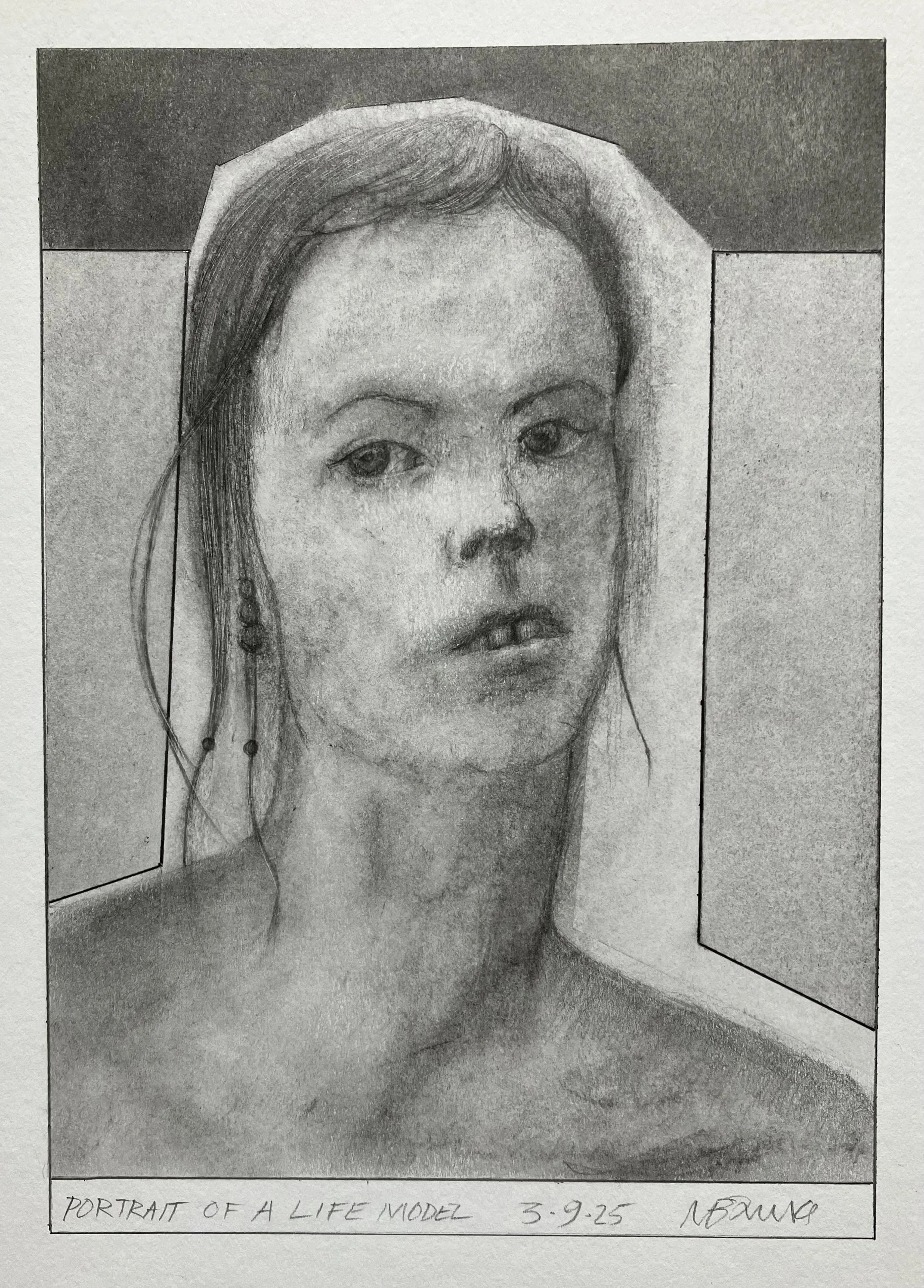 'Portrait of a Life Model' 2025.  Pencil on paper
21 x 15 cm