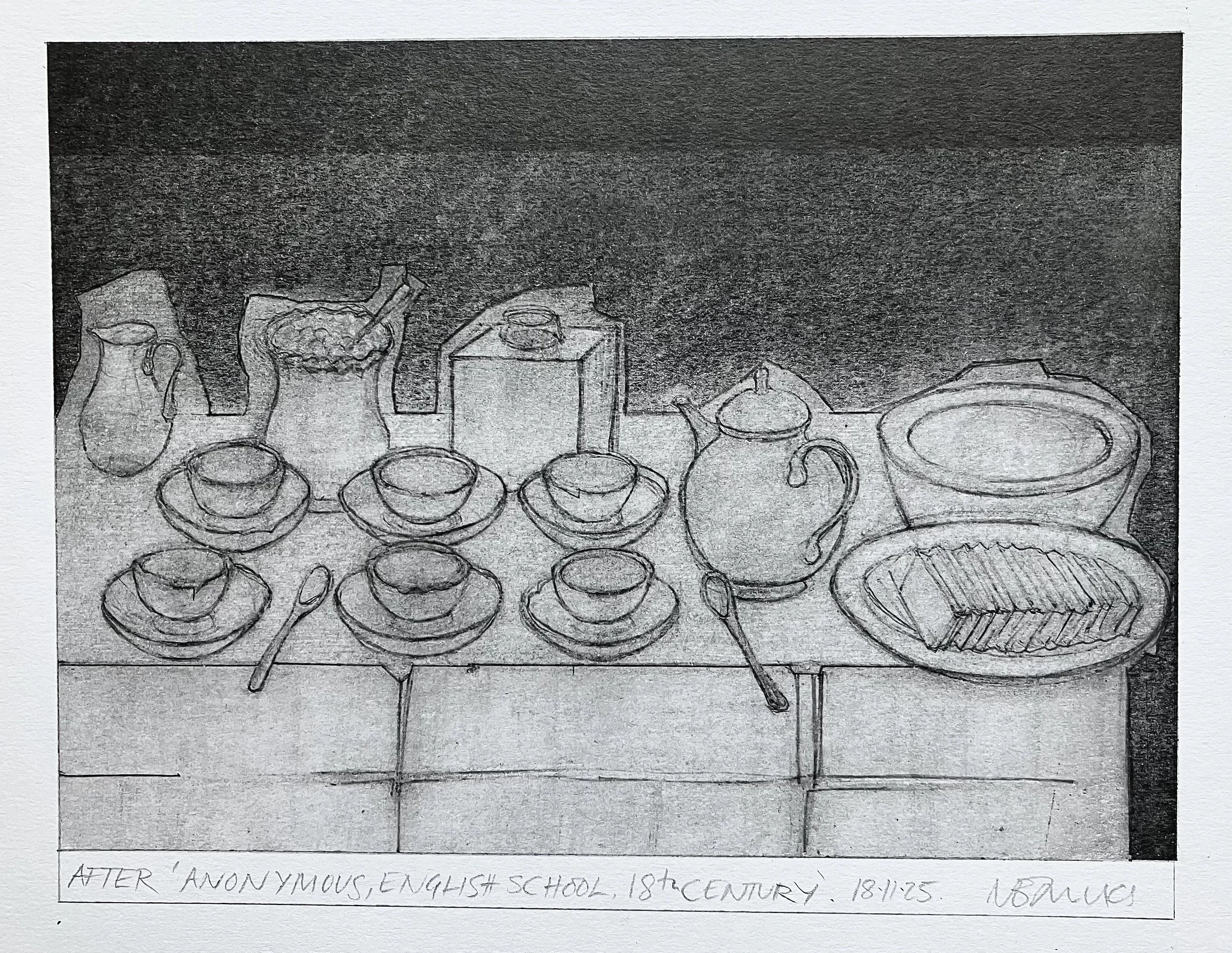 After  'Anonymous, English School, 18th Century' 2025.  Pencil and graphite on paper
20 x 14 cm
