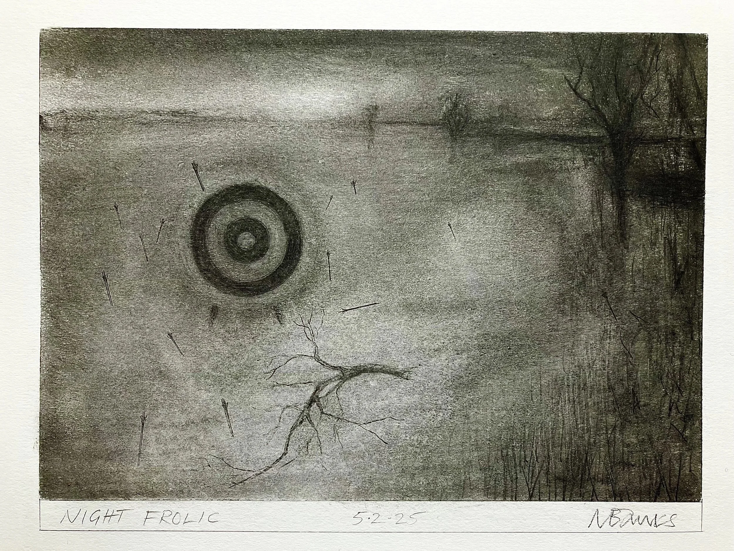 'Night Frolic' 2025. Pencil on paper   21 x 16cm