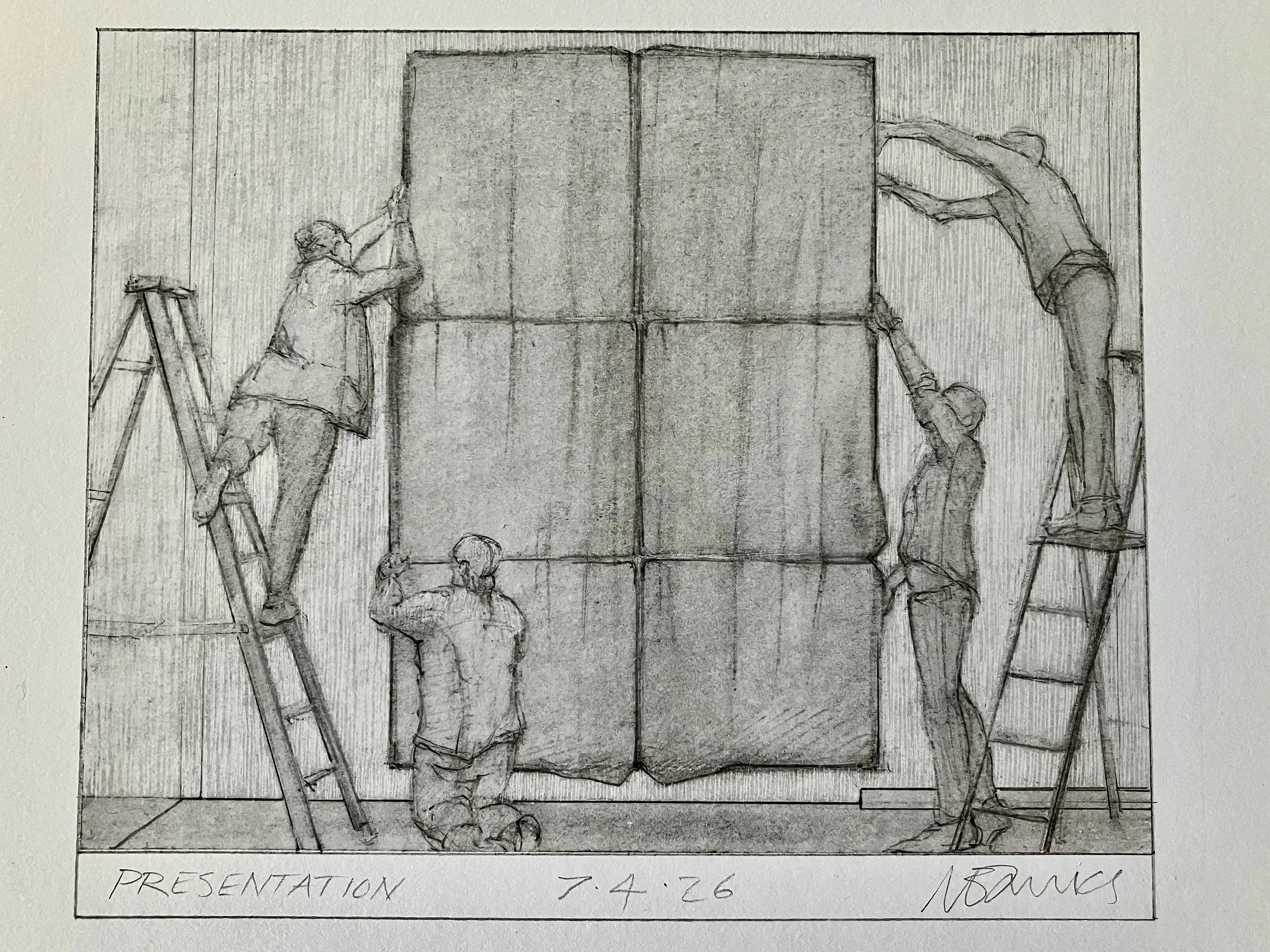 'Presentation' 2026. Pencil on paper 17 x 13 cm