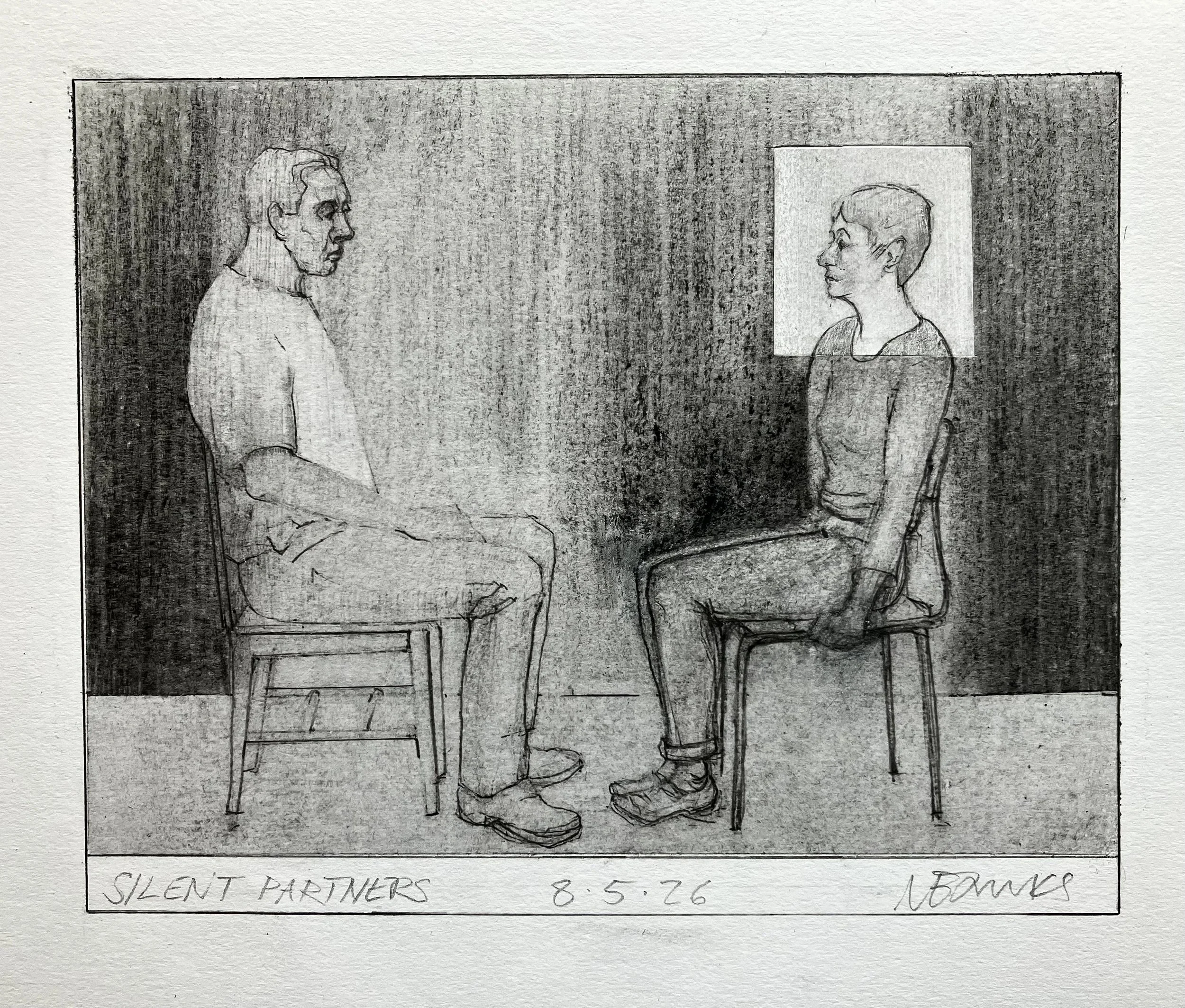 'Silent Partners' 2026.  Pencil on paper 
18 x 14 cm