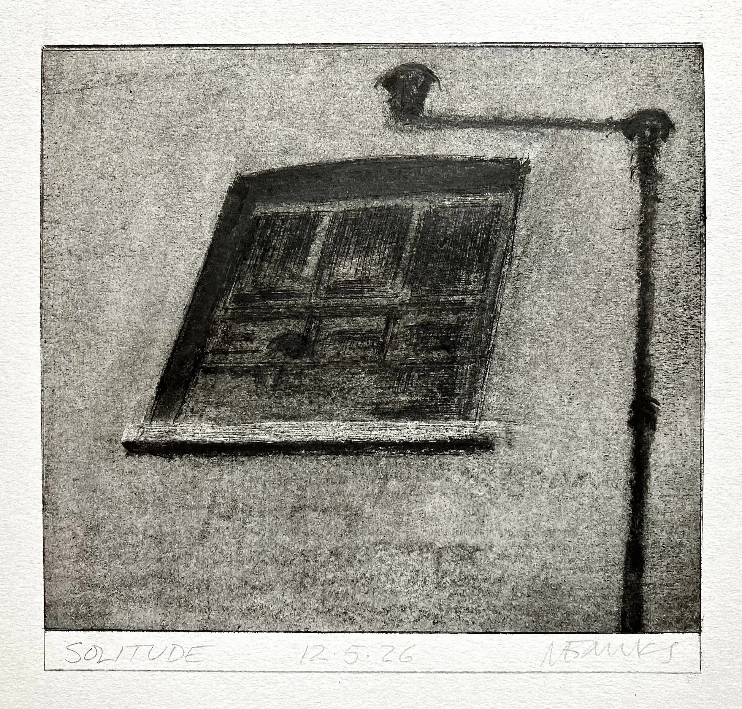 'Solitude' 2026.  Pencil on paper  16 x 14 cm
