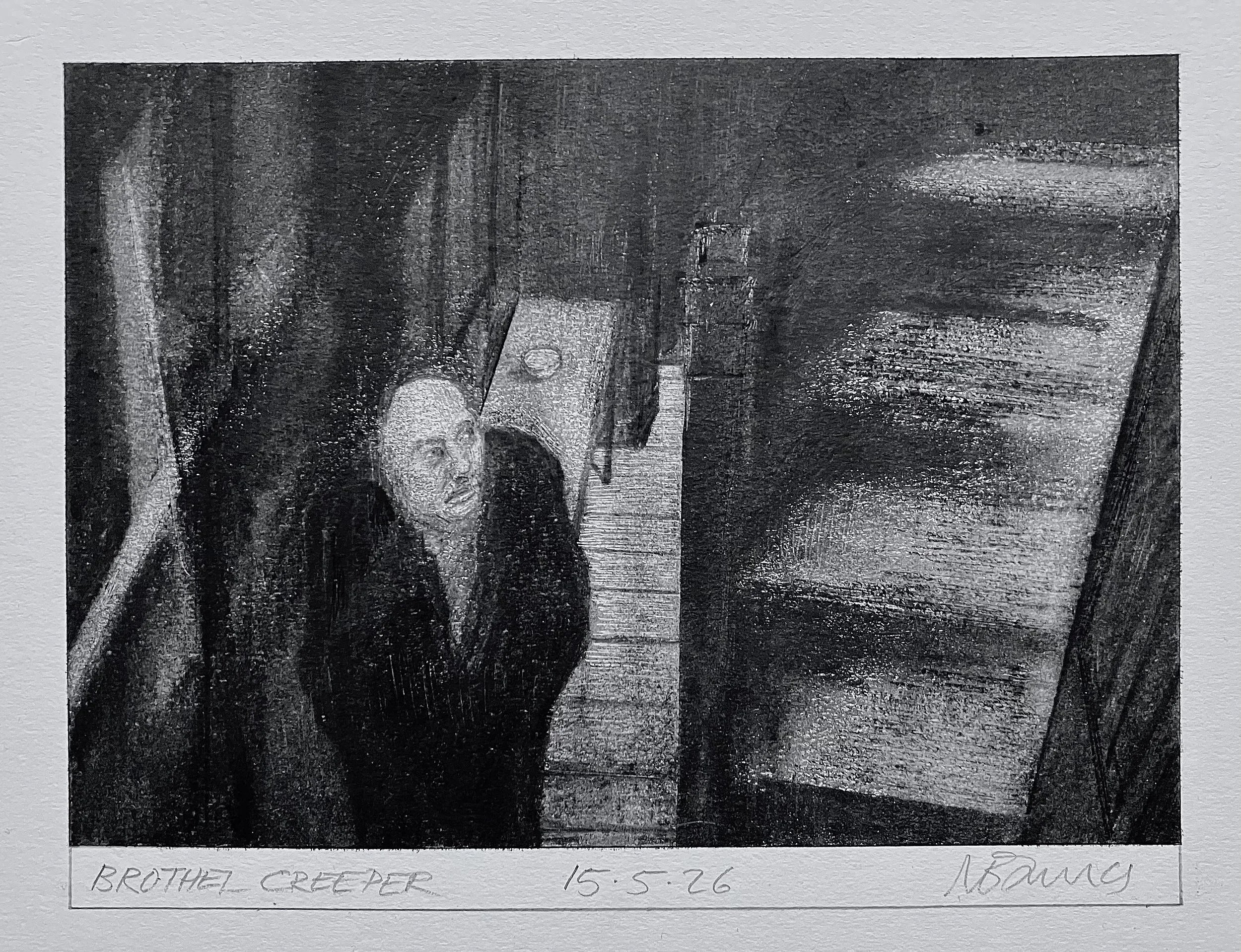 'Brothel Creeper' 2026.  Pencil on paper 
 18 x 12 cm