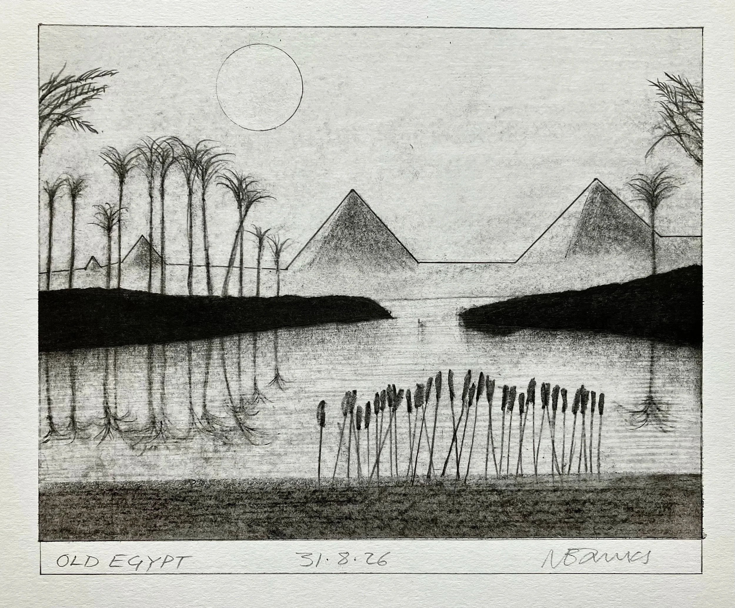 'Old Egypt' 2026  Pencil, graphite on paper
19 x 15 cm