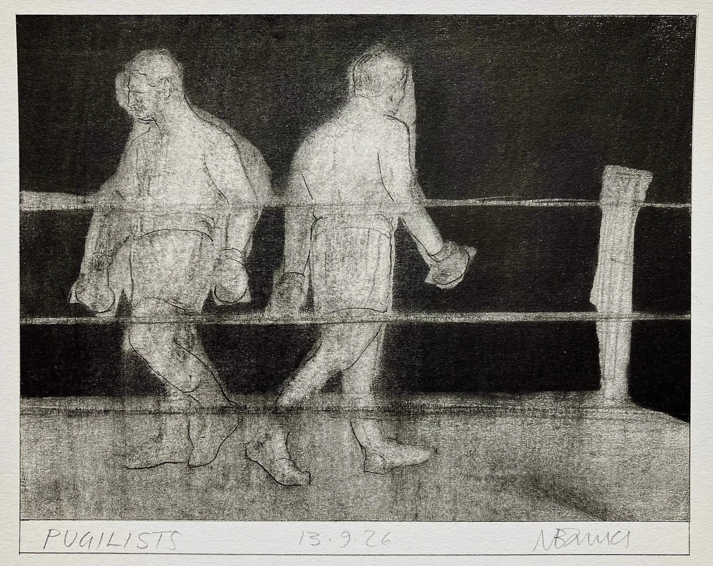 'Pugilists' 2026.   Pencil, graphite on paper
20 x 15 cm