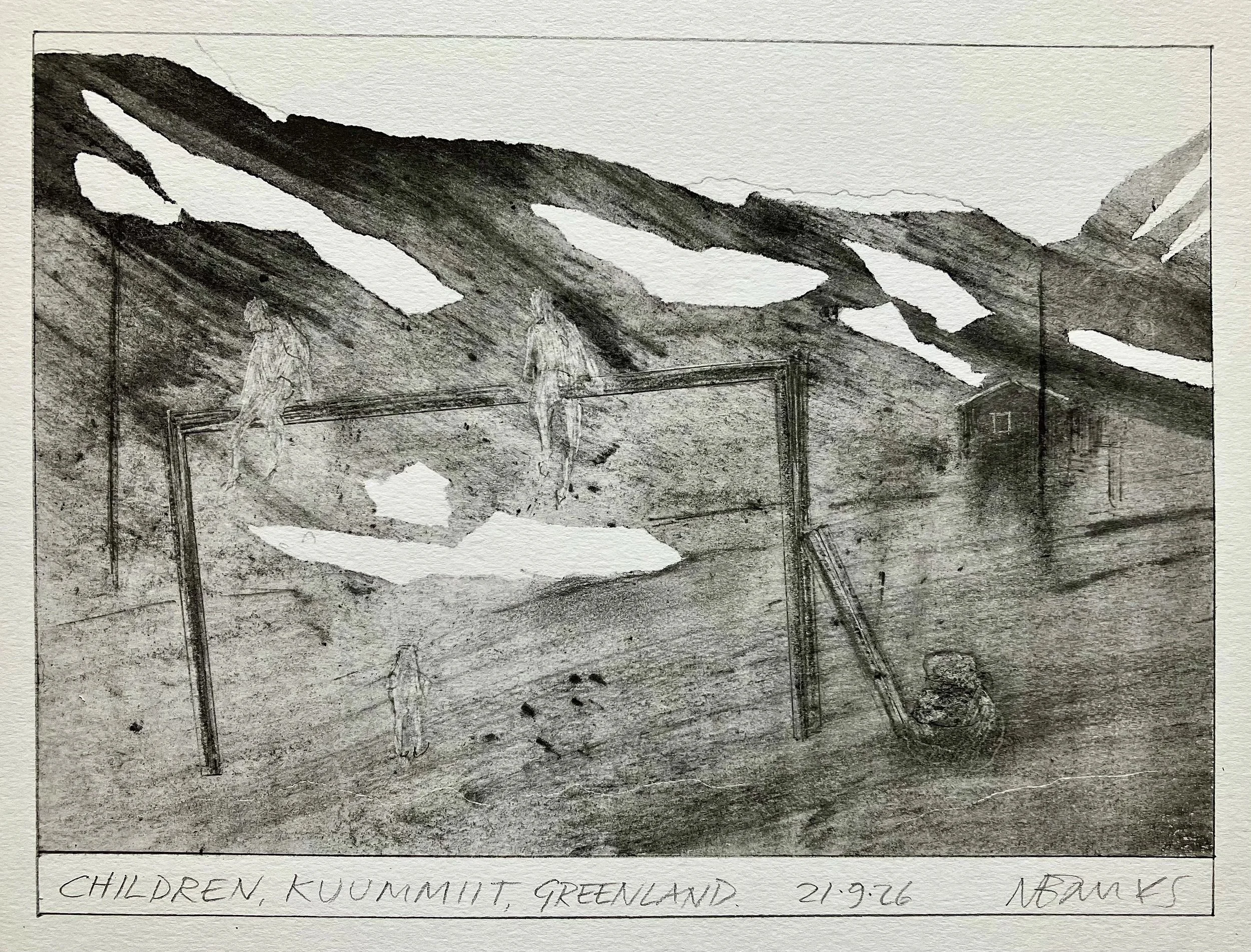 'Children, Kuummiit, Greenland' 2026.
Pencil and graphite on paper   20 x 14 cm
