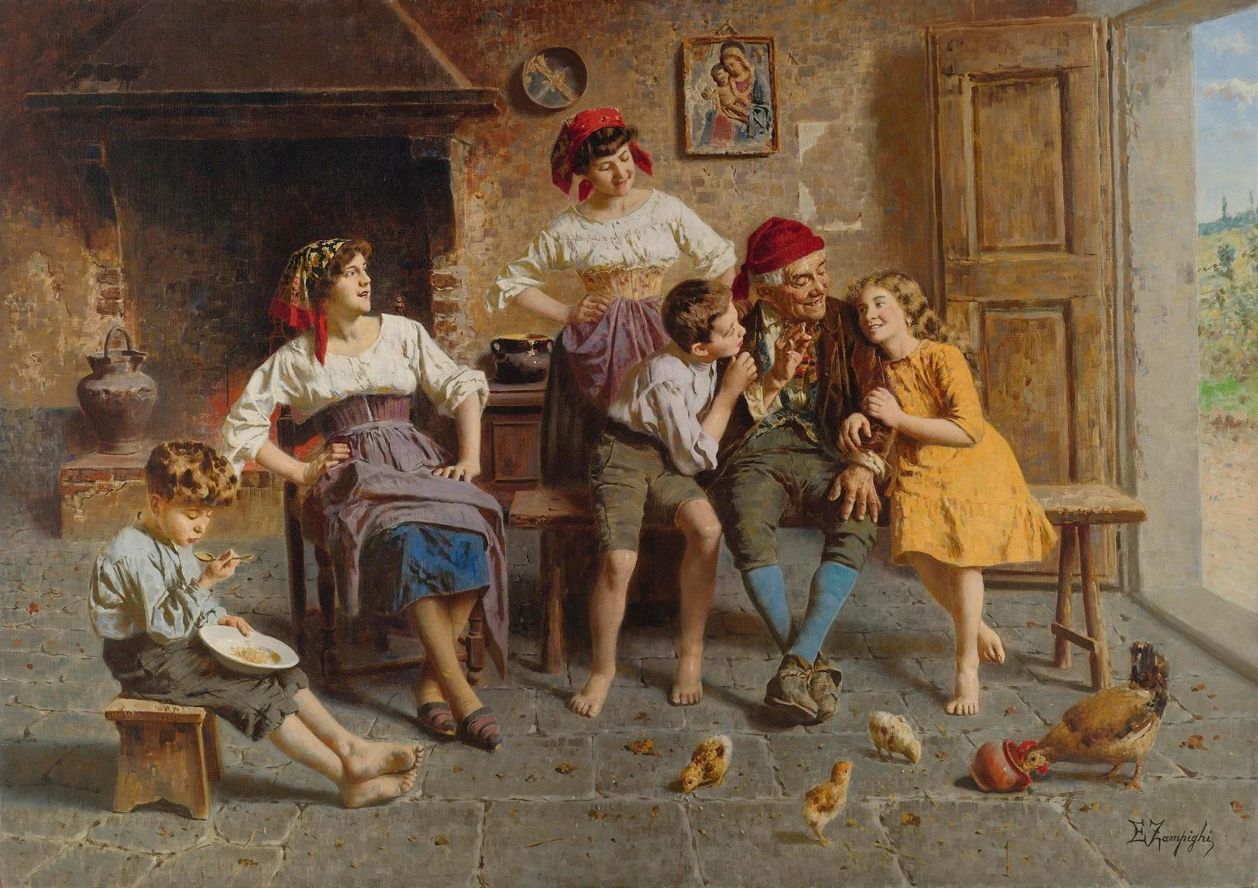 Scène familiale chaleureuse illustrant le lien entre générations, symbolisant la mémoire, la transmission et l’importance du lien humain face à la maladie d’Alzheimer.