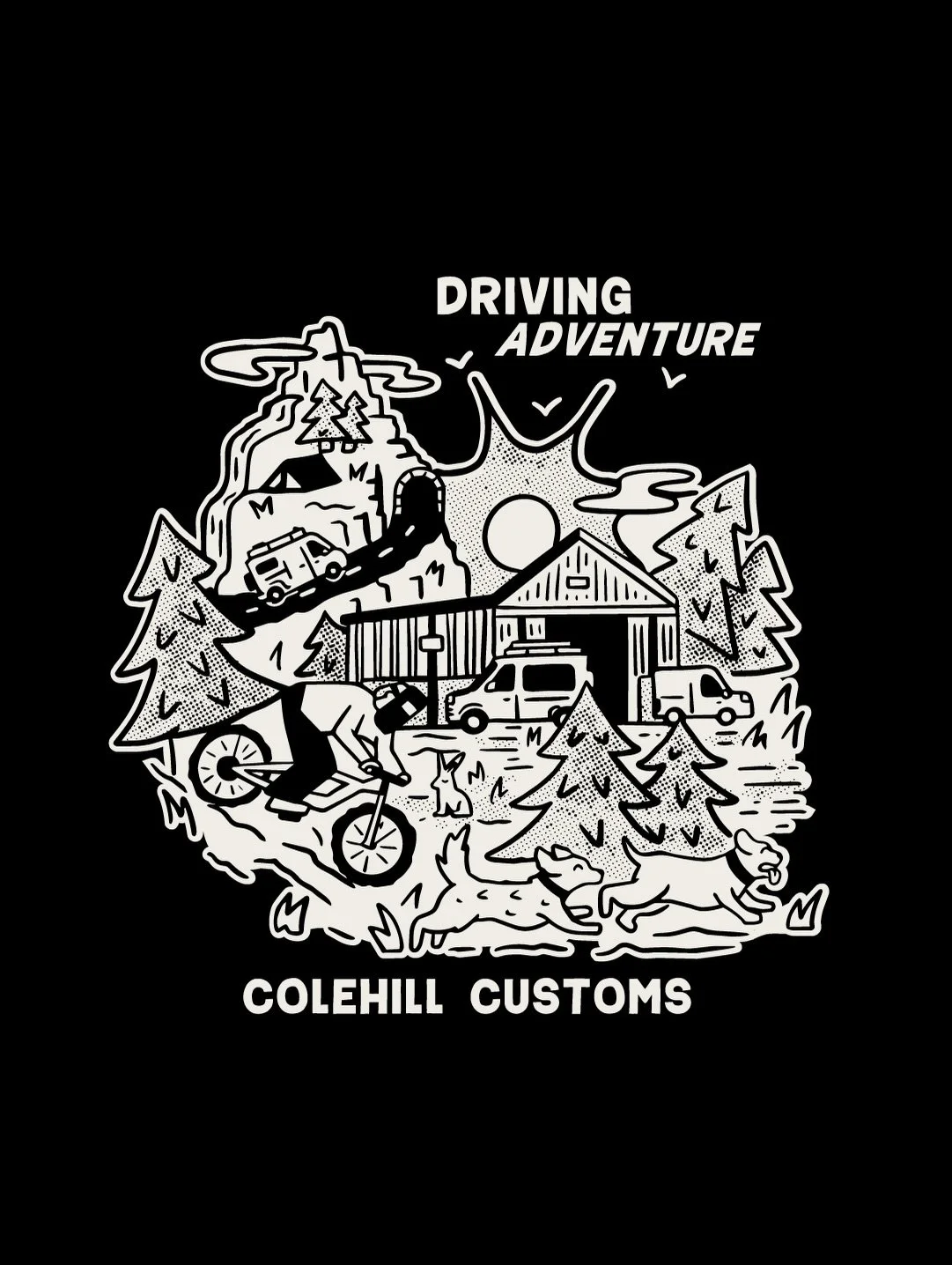 Loved creating these super fun illustrations for @colehillcustoms for their new merch and branding! Packed full of little details can&rsquo;t wait to see these printed on tees!! #illustration