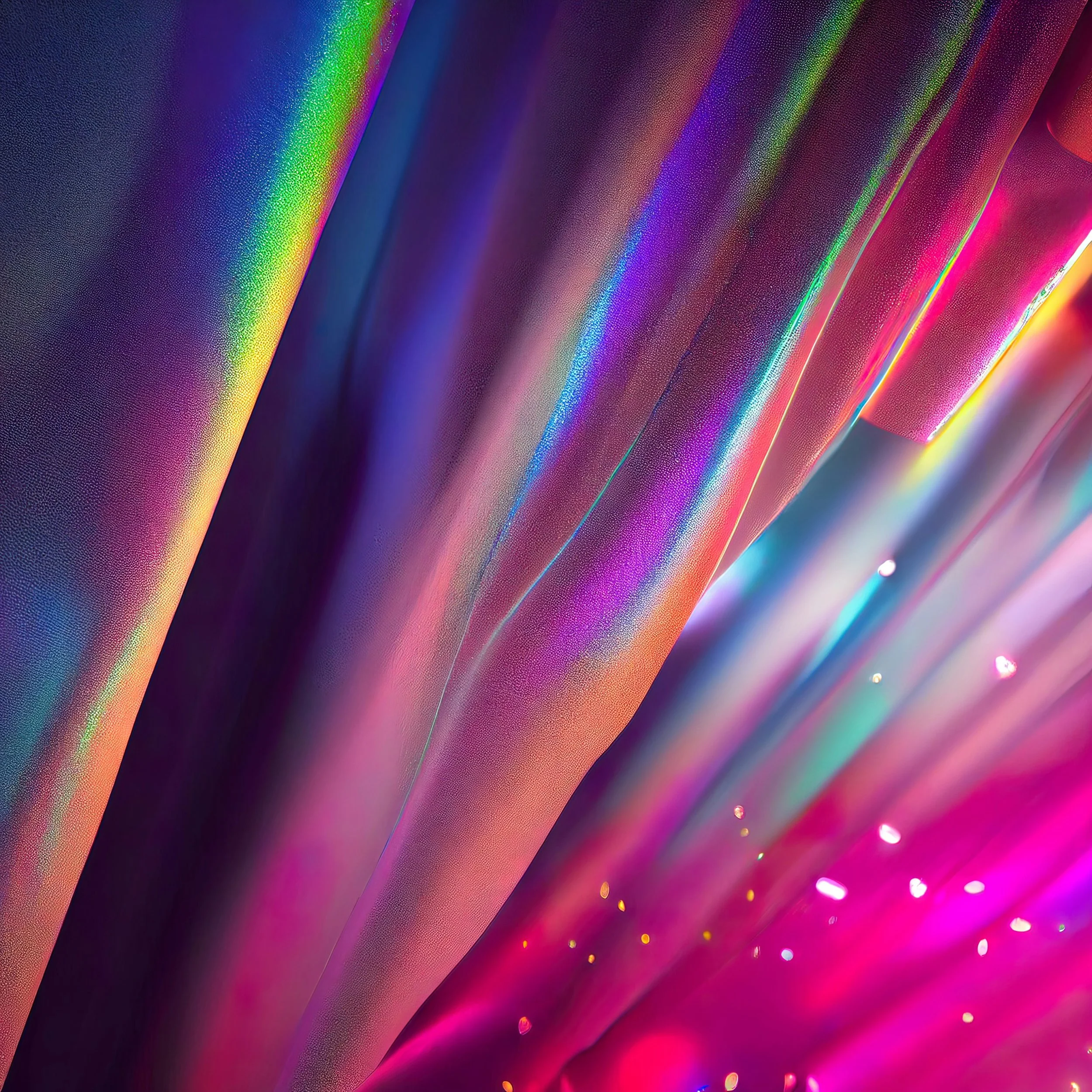 Abstract image featuring wavy, colorful light patterns in pink, purple, blue, and green tones.