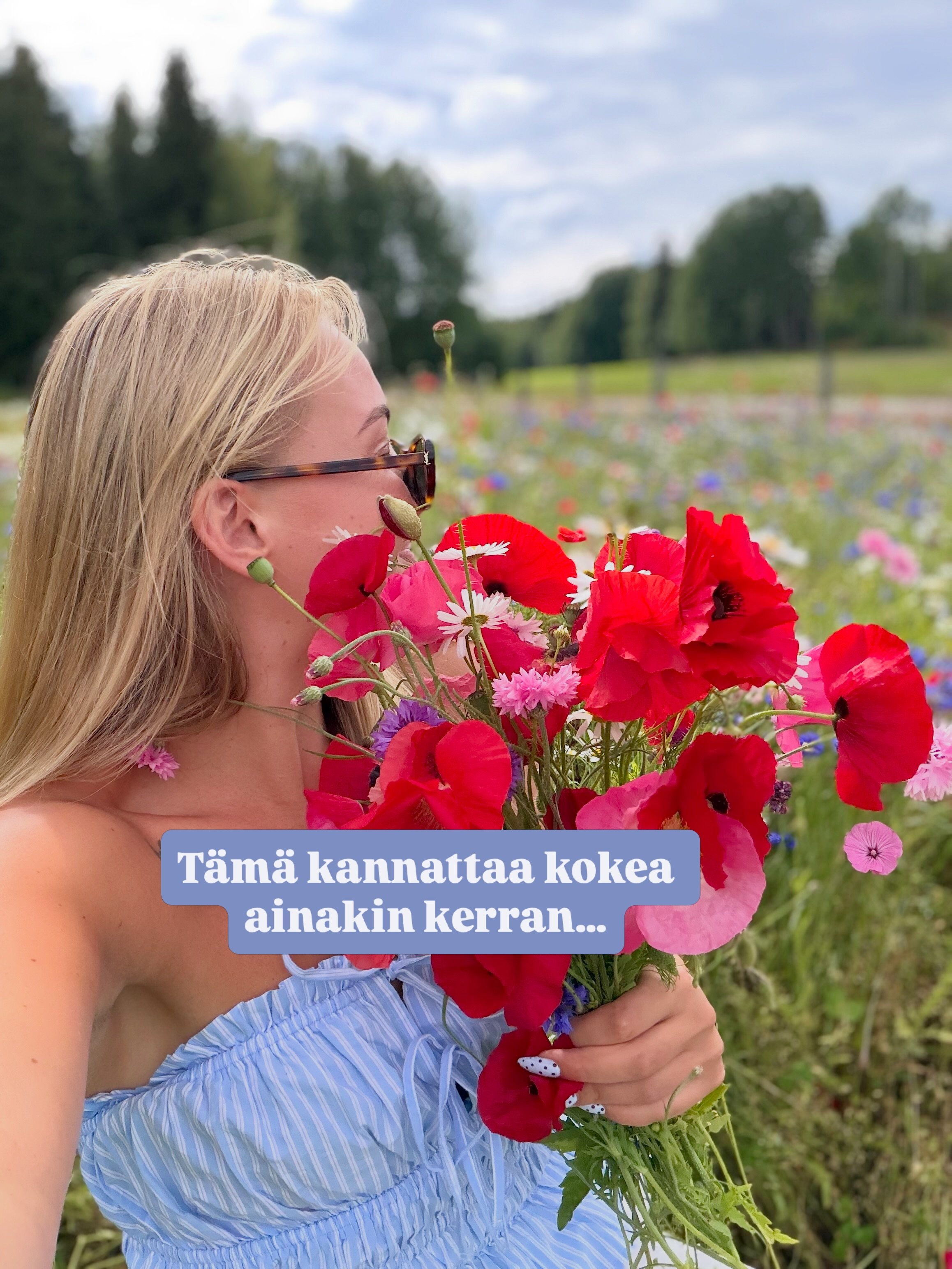 Luvassa aurinkoa + l&auml;mp&ouml;&auml; = kukkaniityt kutsuvat 🥰 Kukkien itsepoimintaa on joka p&auml;iv&auml; ja voit tulla poimimaan ihan milloin vain 💕 Maalausiltoina ei ole poikkeuksia poimintaan, sill&auml; niittyj&auml; on useampia ja poimit