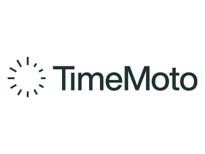TimeMoto logo with stylized clock design.