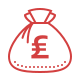 Illustration of a money bag with a currency symbol on it