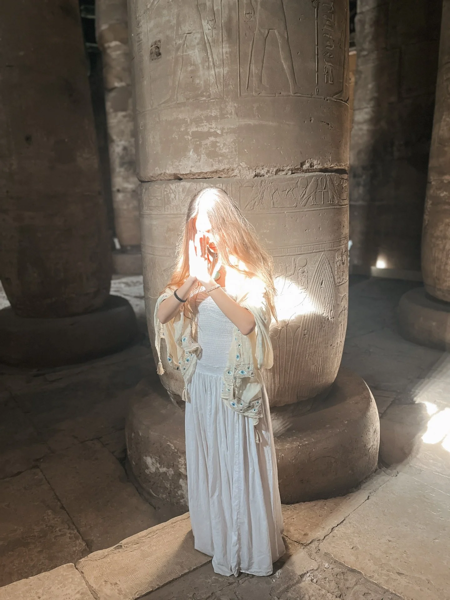 The Angelic stream of pure Light ✨🪽

This photo was taken inside the Temple of Abydos in Egypt - no edit, just light. This is a sacred site known for its multidimensional energy and precise alignment with star codes. I was standing beneath one of it