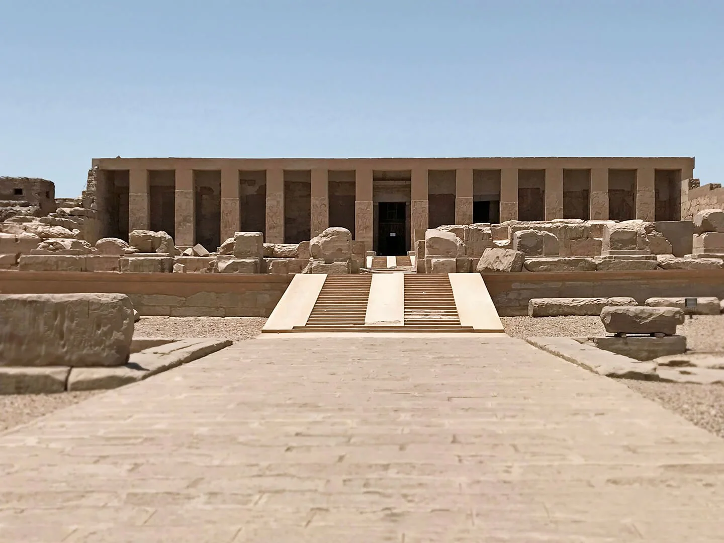 Abydos temple front view - the ancient Egyptian healing temple