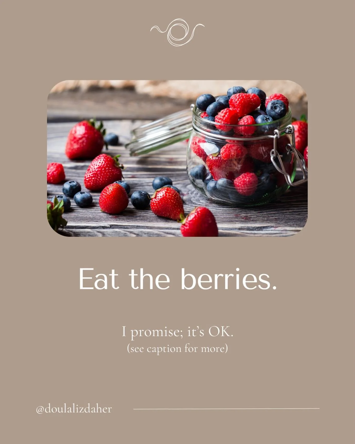 This one is for the toddler moms, or anyone parenting littles who are still discovering food:

Eat the berries. You're allowed. 🍓 🫐

If you already know what I mean without an explanation, gimme a 🙋🏻&zwj;♀️ in the comments. And either way, read o