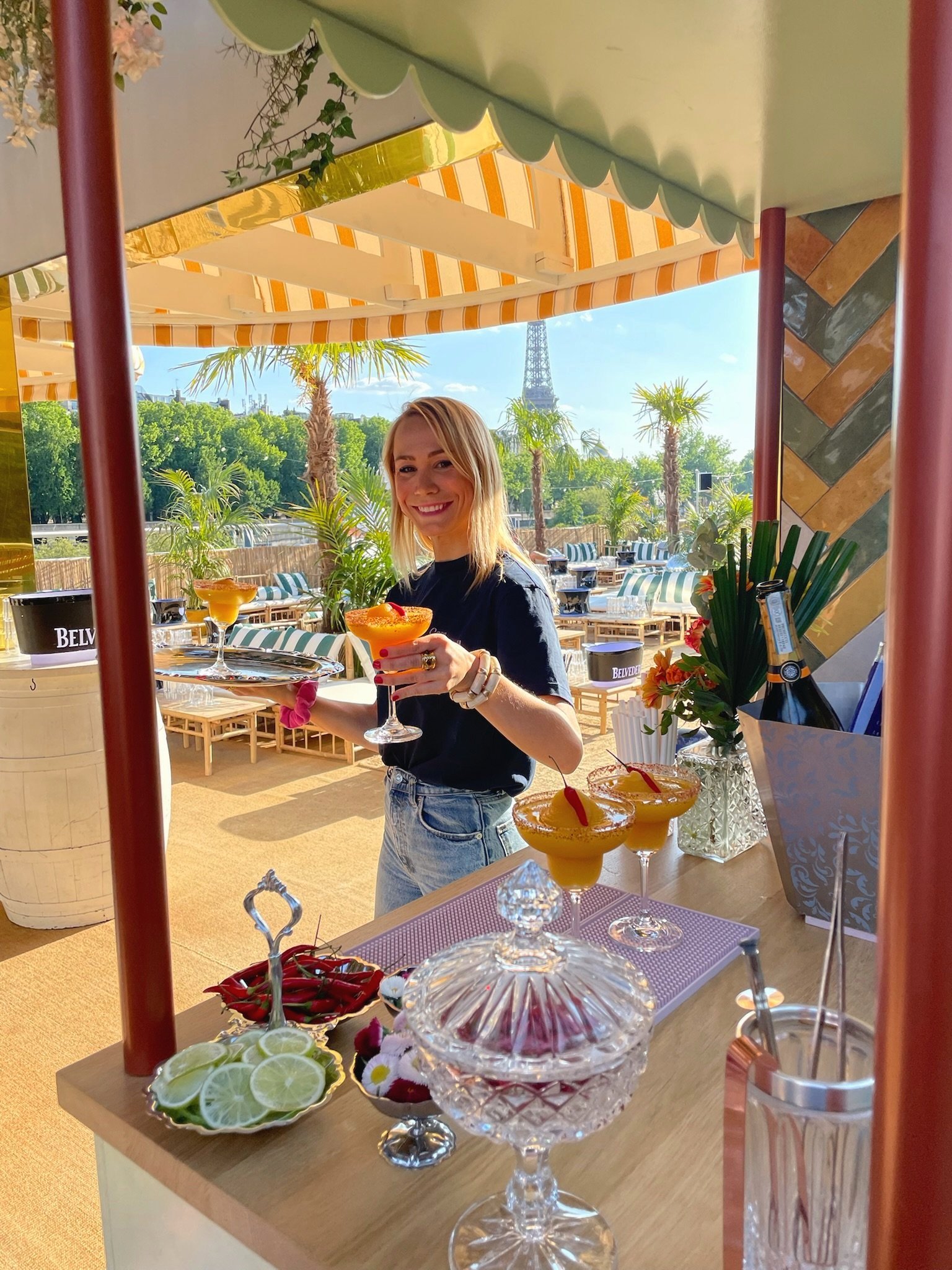 cocktail frozen Bar à cocktail trolley frozen Bar évènement Paris Tour Eiffel Prestation Evènementielle Bar mobile