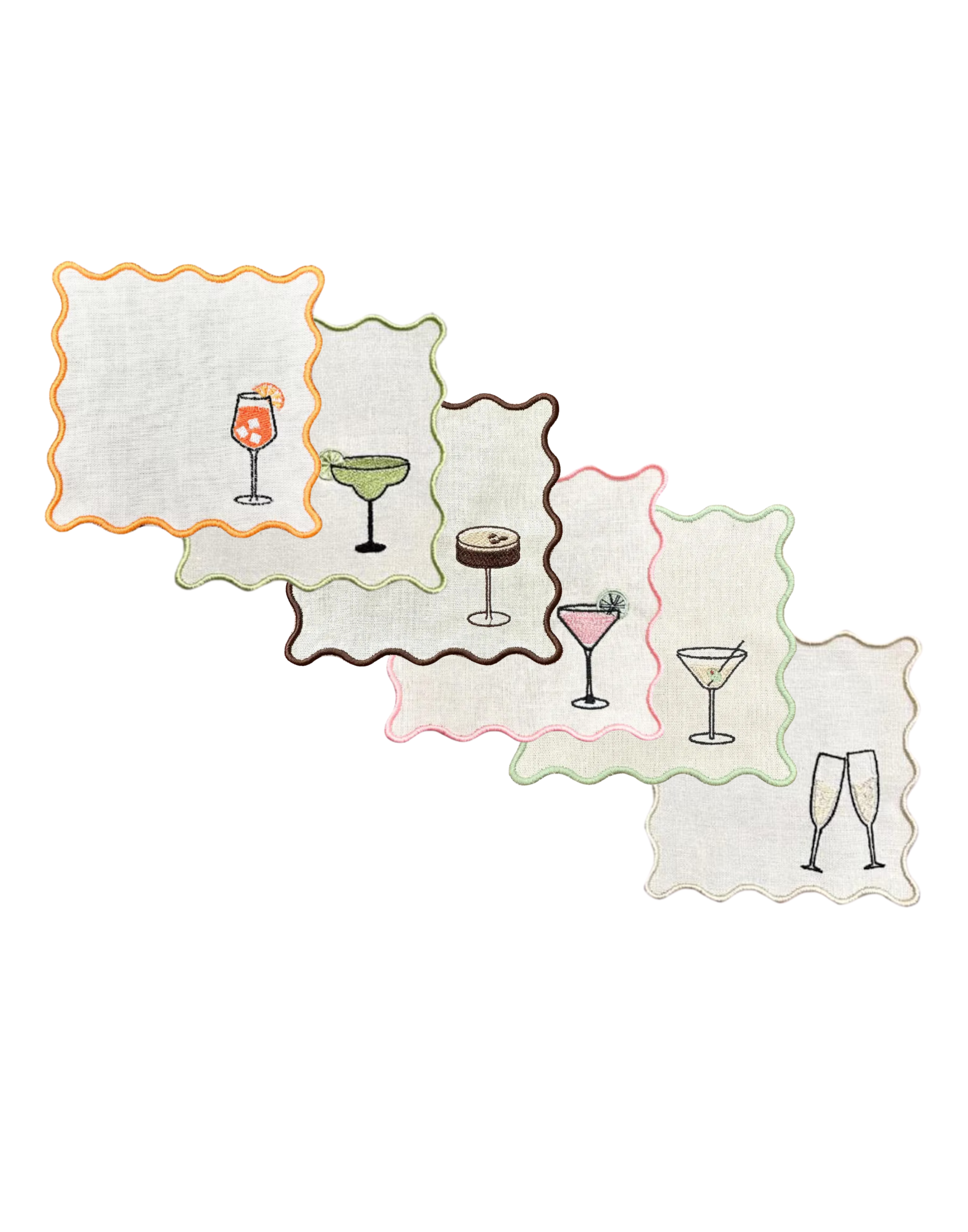 Edition Cocktail Club - Dessous de verre & Serviettes à cocktails en lin - x6