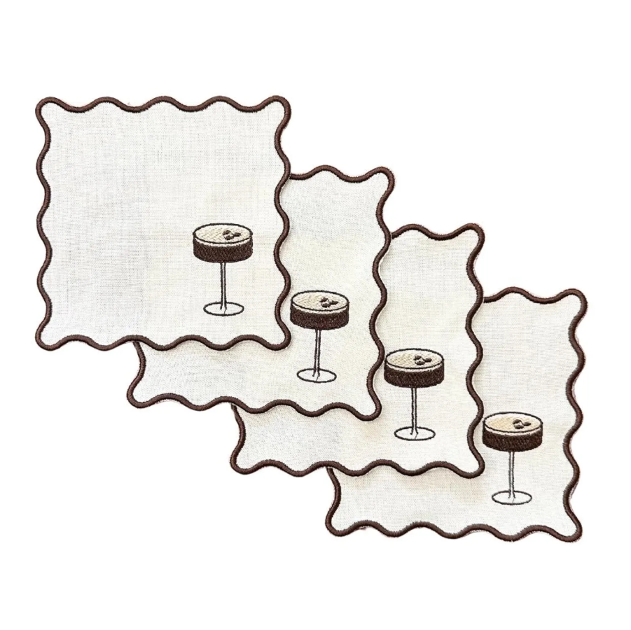 Edition Espresso Martini - Dessous de verre & Serviettes à cocktails en lin