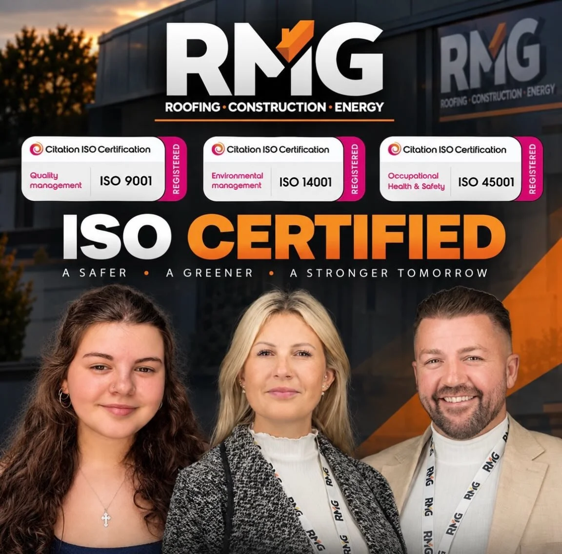 WE FINALLY GOT THERE. RMG IS ISO CERTIFIED.

Really proud to announce that RMG Construction &amp; Energy Ltd has successfully achieved all three ISO certifications:

ISO 9001 - Quality Management
ISO 14001 - Environmental Management
ISO 45001 - Occup