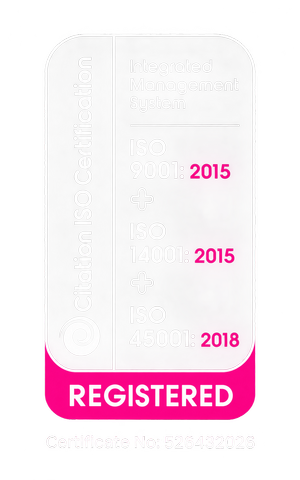 Citation ISO Certification badge: ISO 9001, ISO 14001 and ISO 45001