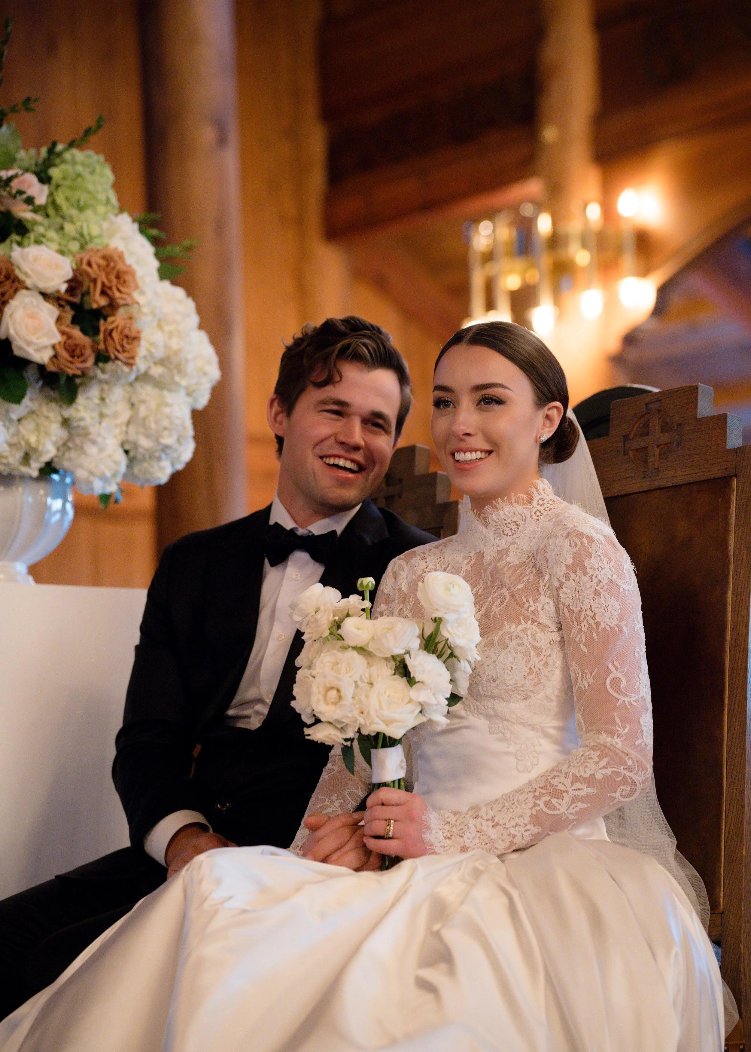 Magnus Carlsen and Ella Victoria Malone at their wedding ceremony in Oslo, January 2025