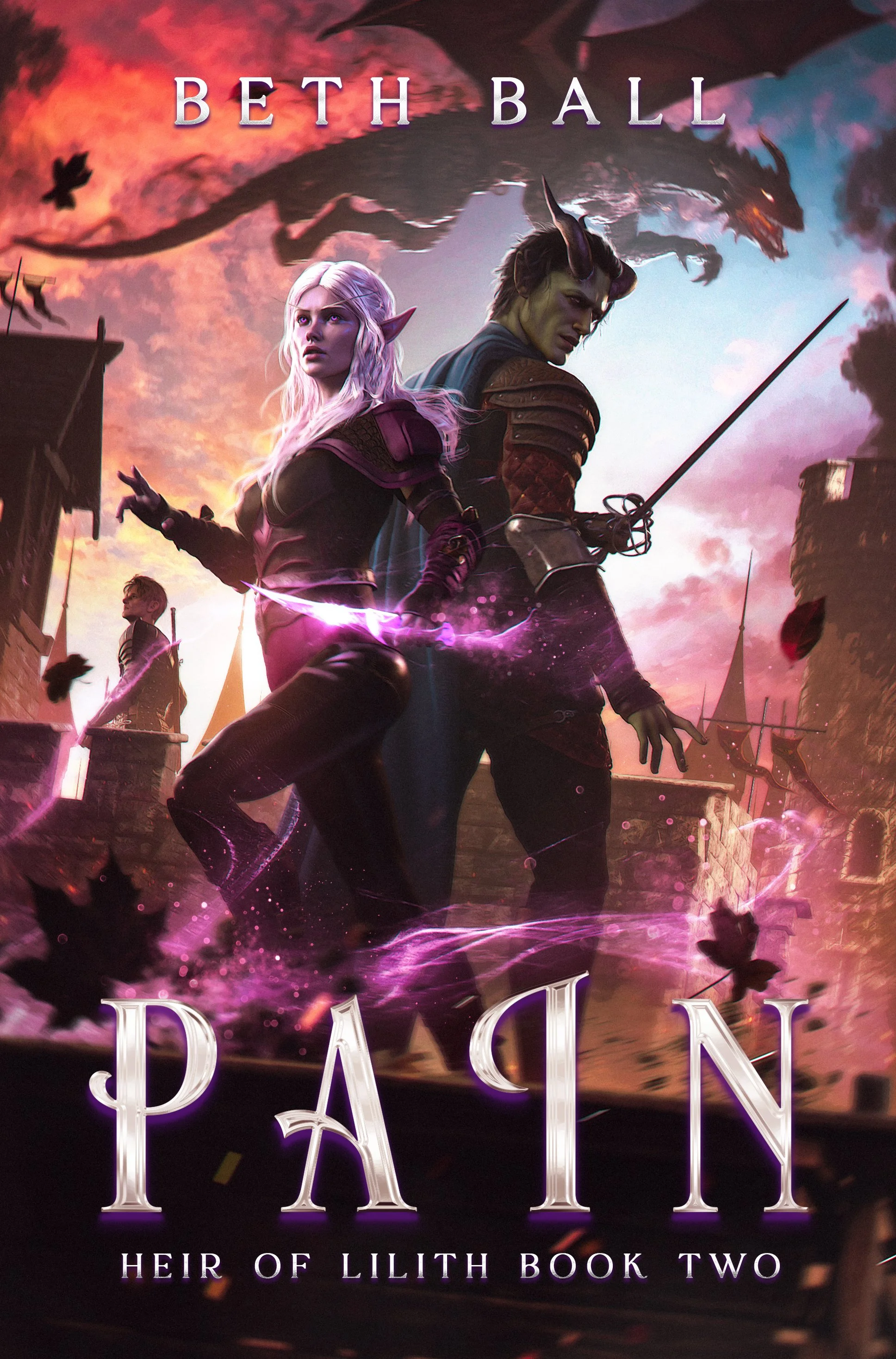 epic romantic fantasy book cover for Pain