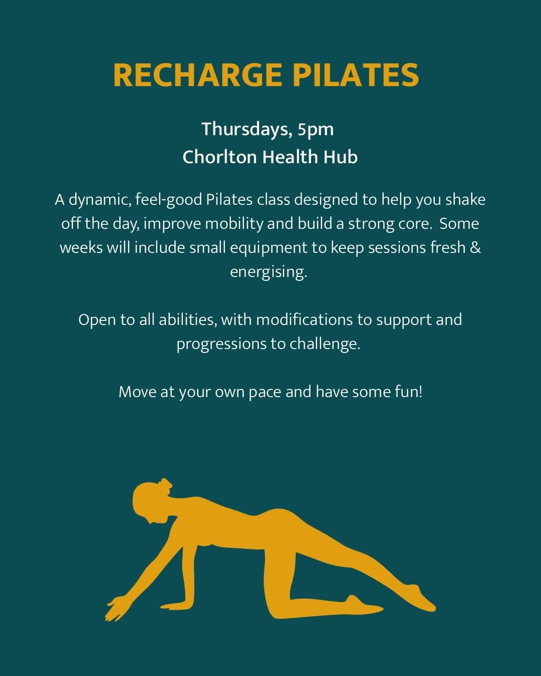 ✨ NEW CLASS FOR 2026✨

Let&rsquo;s give you another way to get on mat this year! 

I&rsquo;m launching a brand new Pilates class in Chorlton, a perfect way to end your work day, move your body, and head into the weekend feeling strong and energised.
