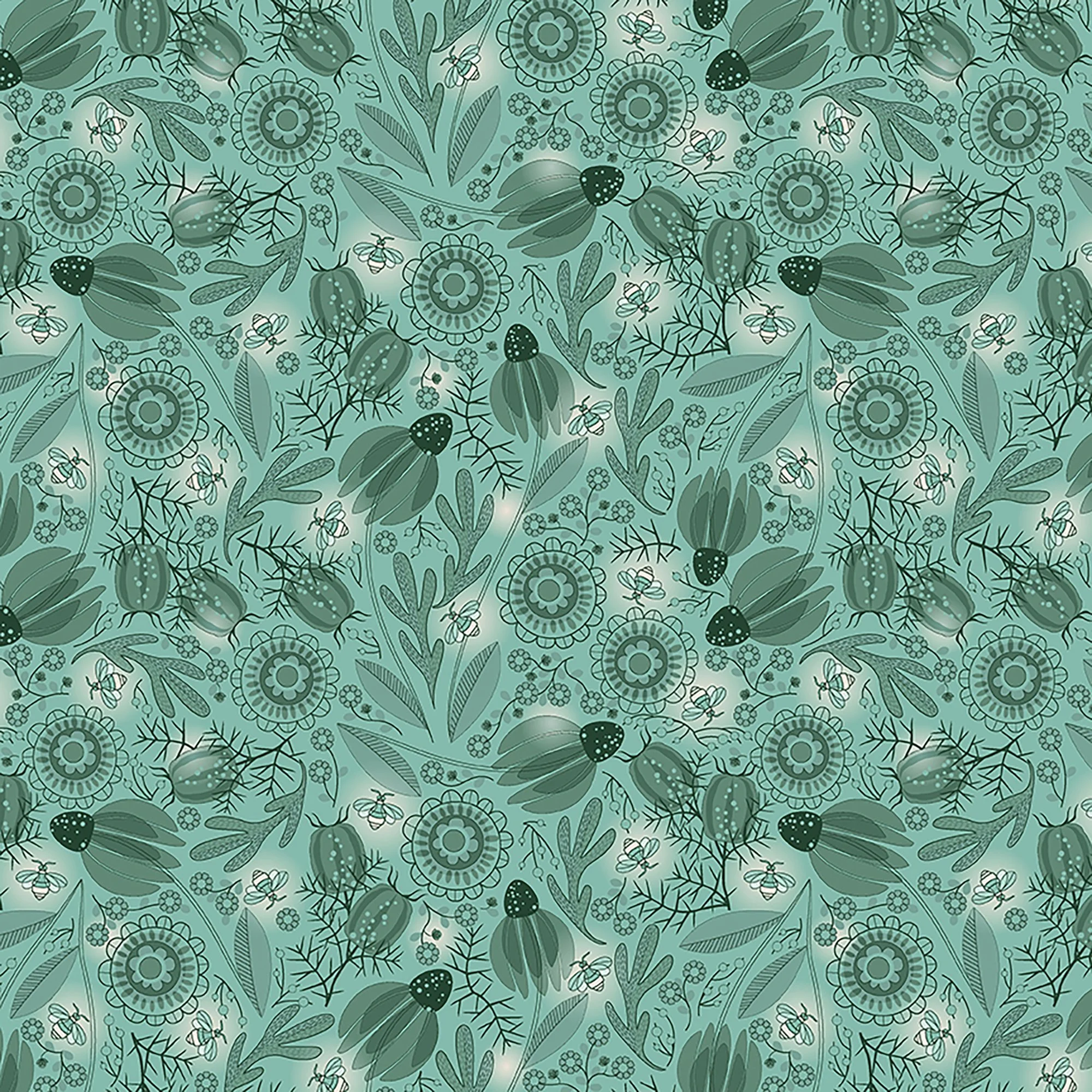 PREORDER - Fireflies & Fancies - Fireflies & Floral Tonal - Jade