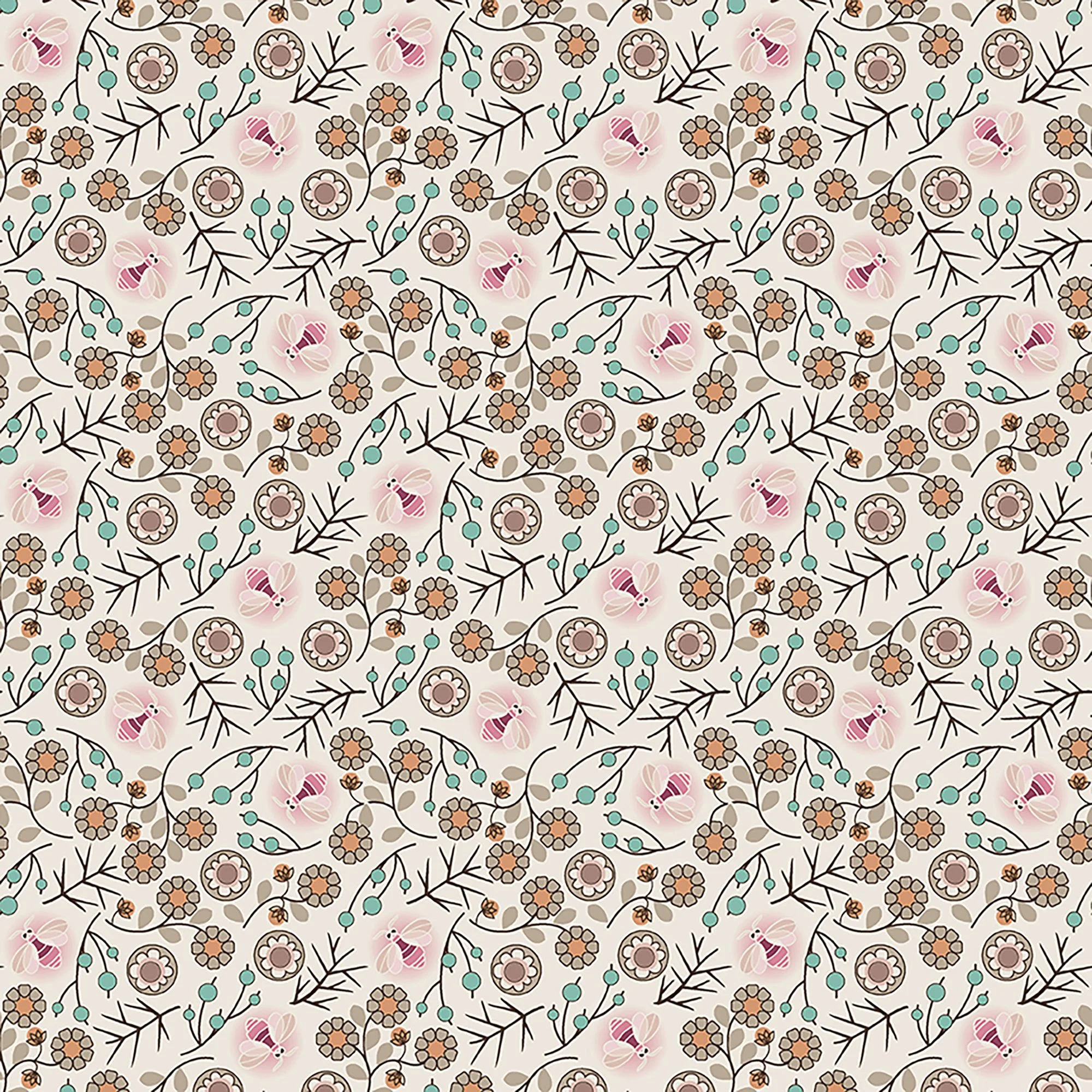 PREORDER - Fireflies & Fancies - Woodland Floral - Cream/Pink