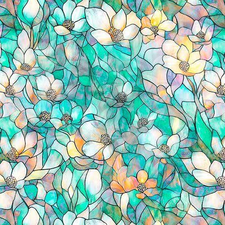 PREORDER - Moonlit Dreams - Stained Glass Floral - Turquoise