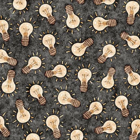 QT Fabrics | Morris Creative | Sewbots | Lightbulbs - Smoke