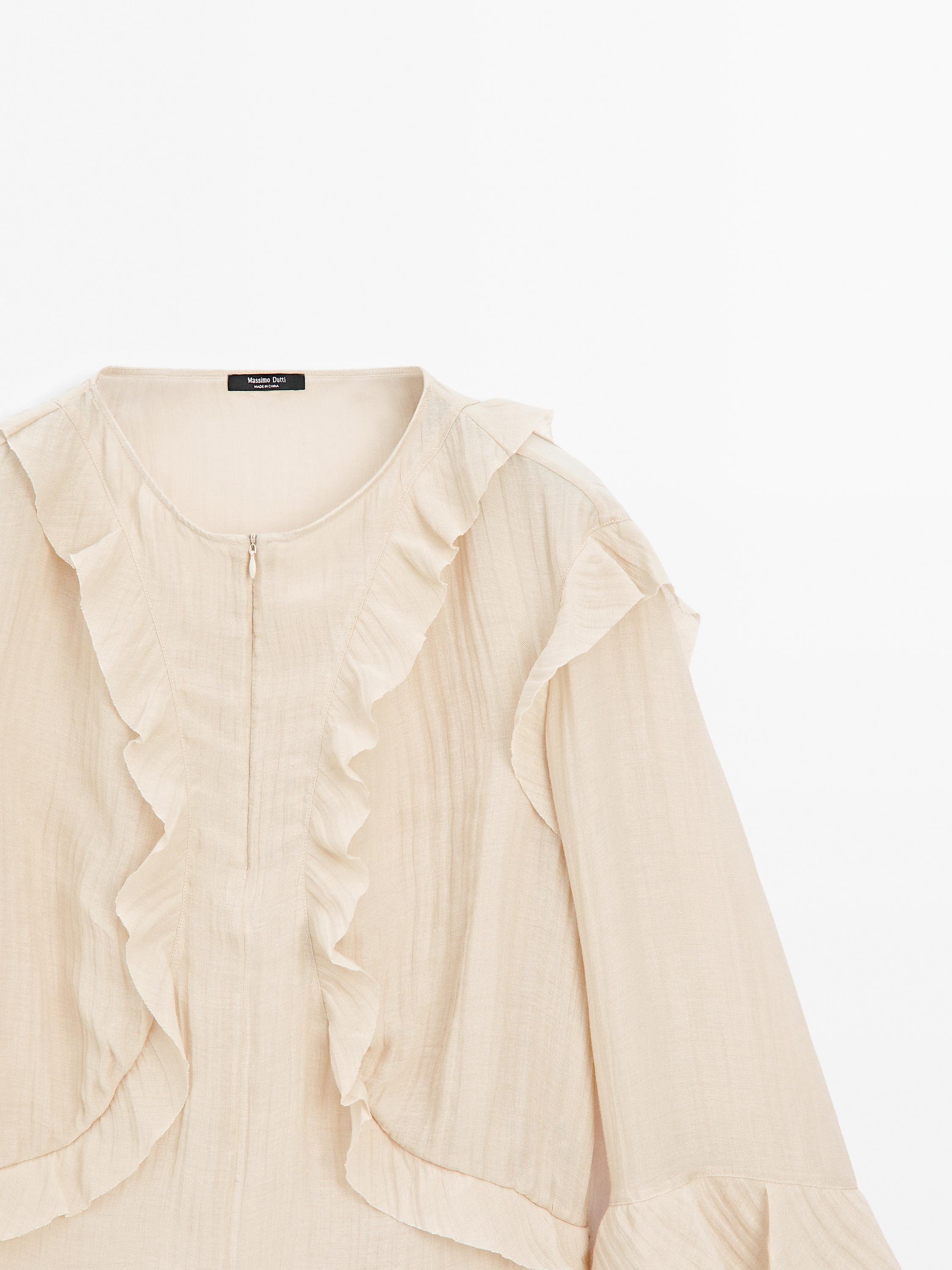 Blouse ample à volants - Écru