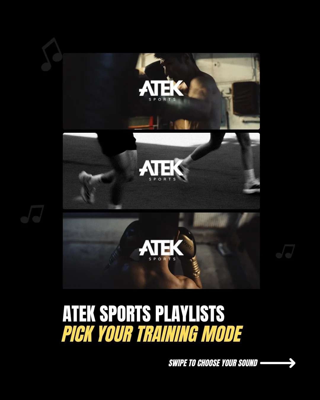 We&rsquo;ve had a lot of questions about the music from our sessions, events and workouts - so we put it all in one place 🎧

ATEK Sports Spotify Playlists.

For every training mode:

⚡ BEAST WORKOUT 
High tempo. High energy. No excuses.

🥷 HIP HOP 