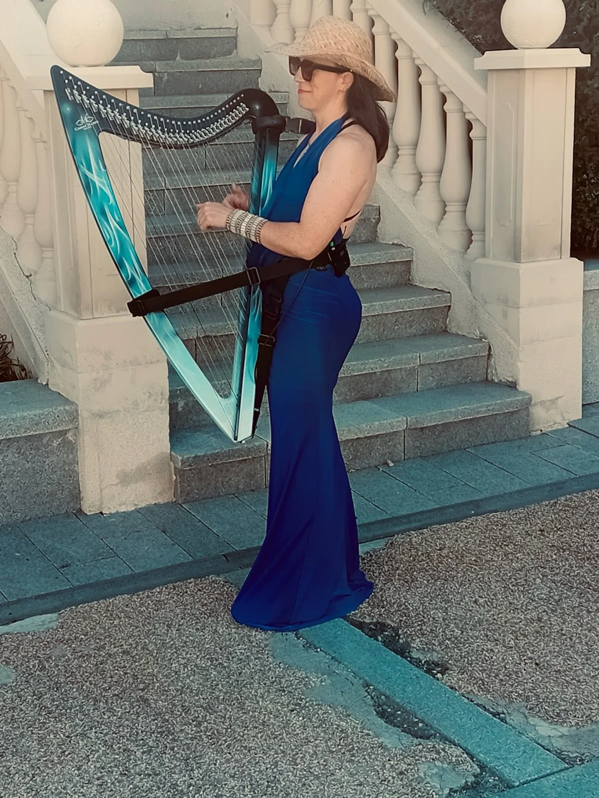 #summer vibes &amp; #electric harp
@aisling.ennis rockin it out 💙

📸 @sophieryan7852 
Sound @solitaire_sound 
Client @odyssey_international 
Venue @powerscourthotel 
Entertainment @seagency1