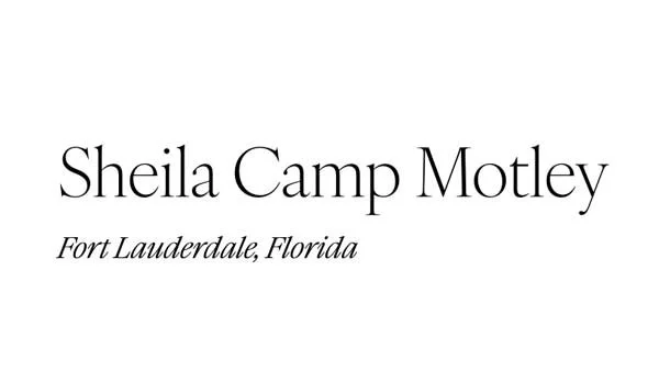 Text reading "Sheila Camp Motley, Fort Lauderdale, Florida"