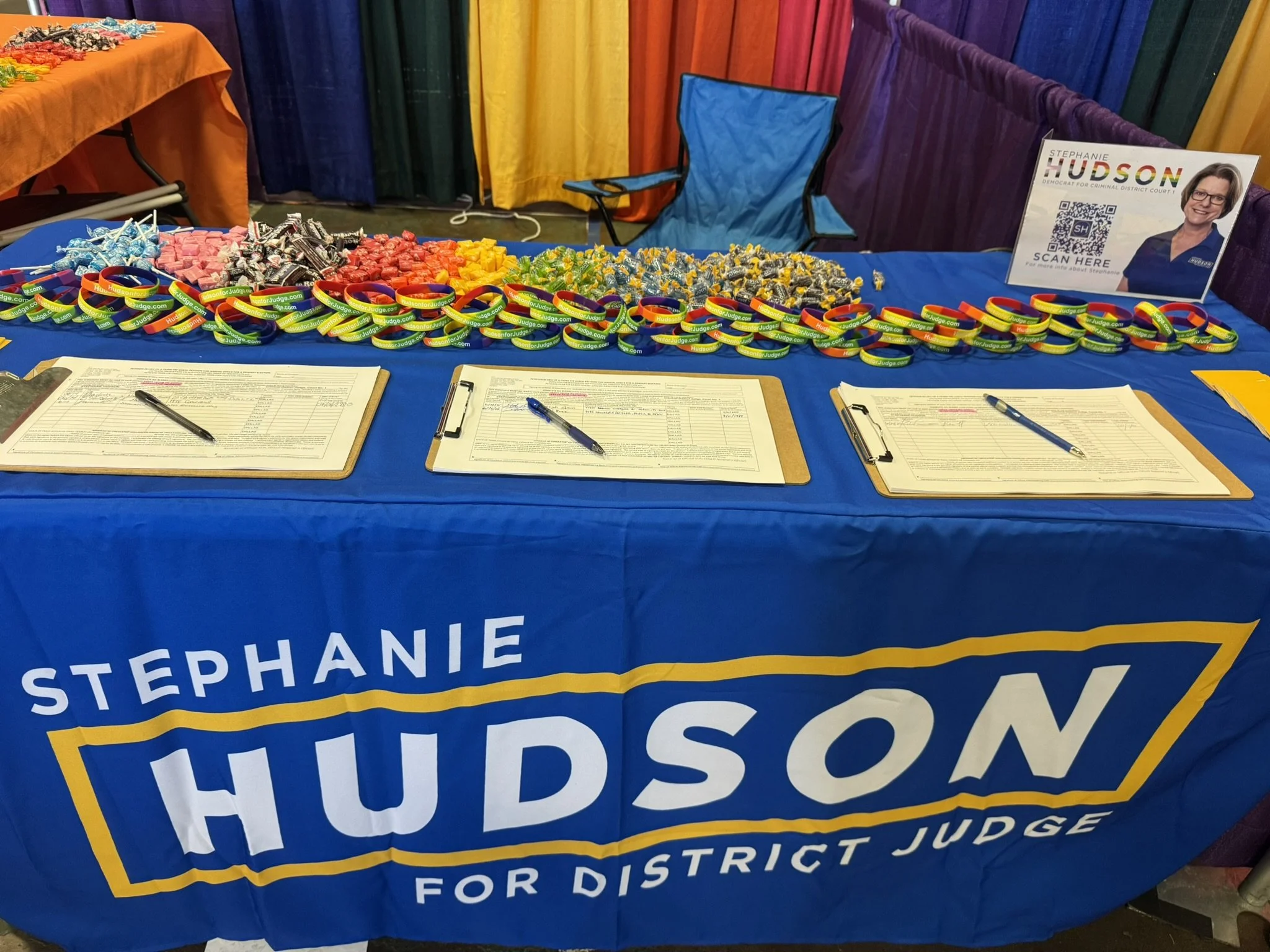 Stephanie Hudson, candidate for district judge, at Dallas Pride 2025.