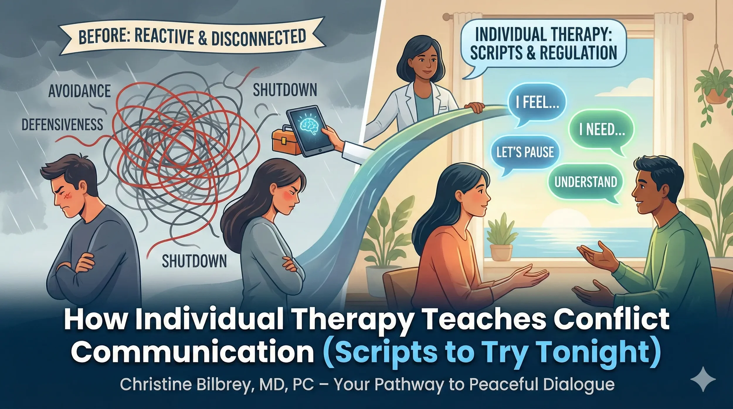 How Individual Therapy Teaches Conflict Communication (Scripts to Try Tonight)