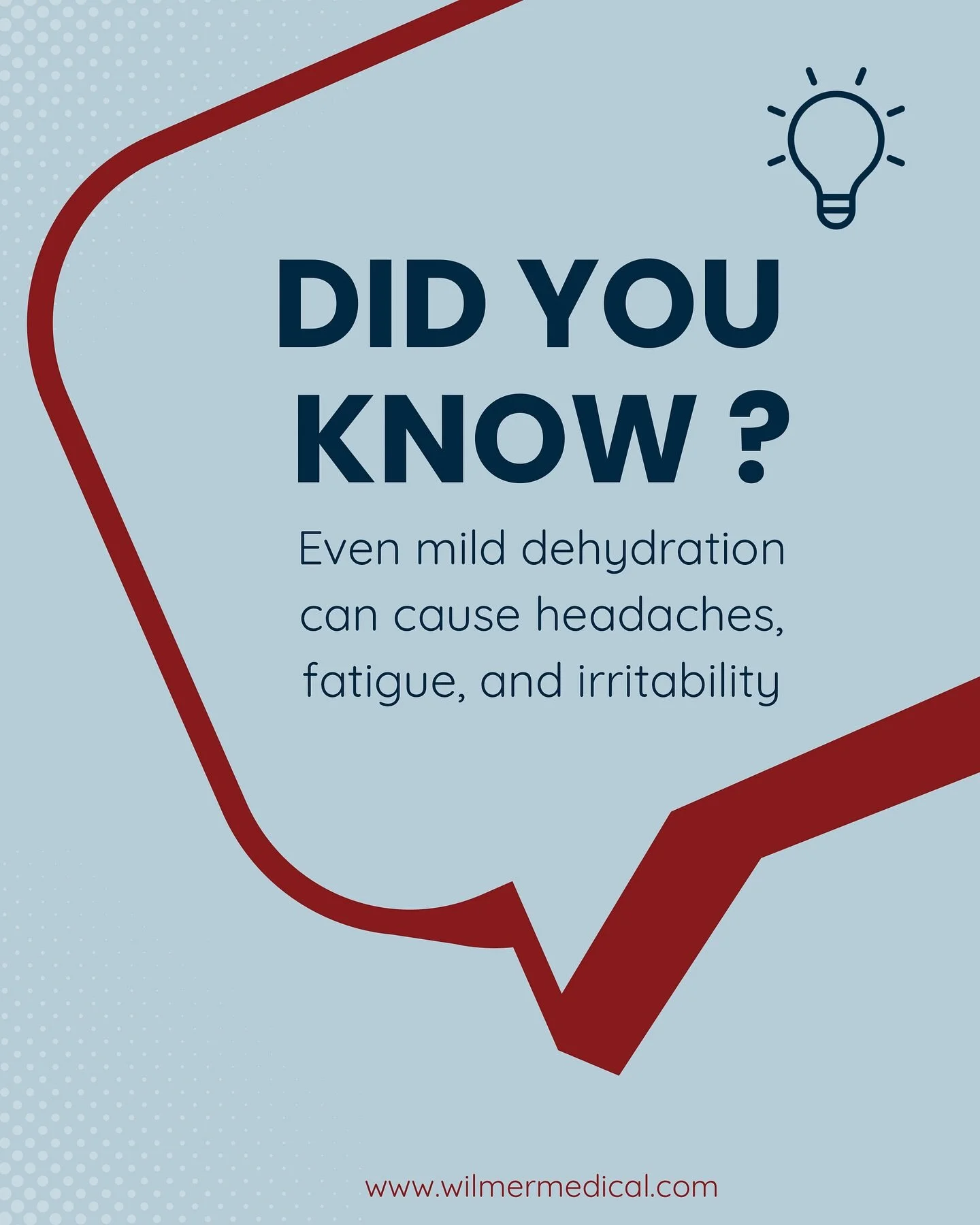 Feeling tired or cranky? 😕
It might be dehydration sneaking up on you! 💧
Your body needs water to think clearly, feel energized, and stay balanced.
Grab a glass and hydrate today! 

www.wilmermedical.com