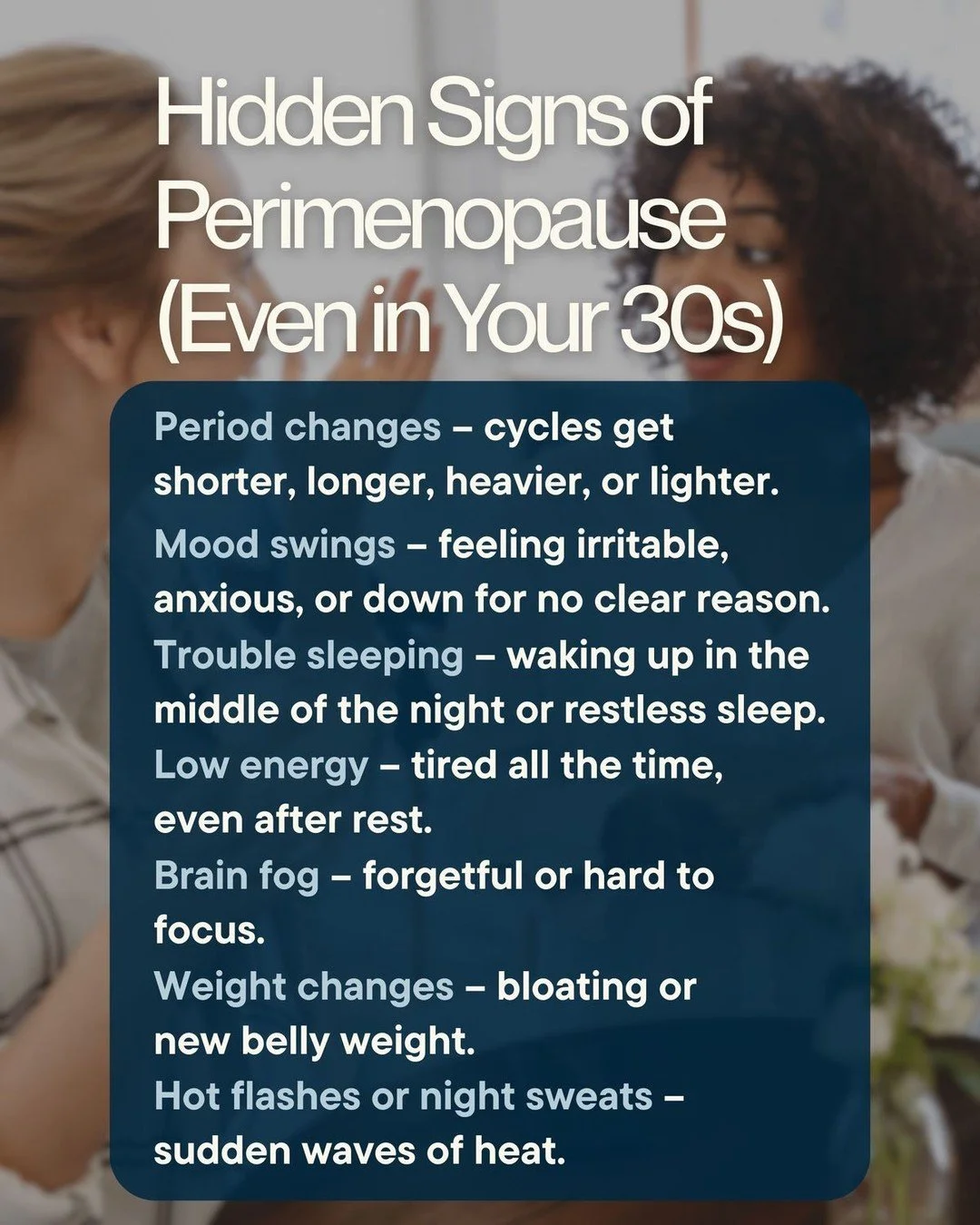 If you feel &ldquo;off&rdquo; and can&rsquo;t figure out why, talk to your doctor &mdash; it could be early hormone changes.

📱 251-410-7425

www.wilmermedical.com