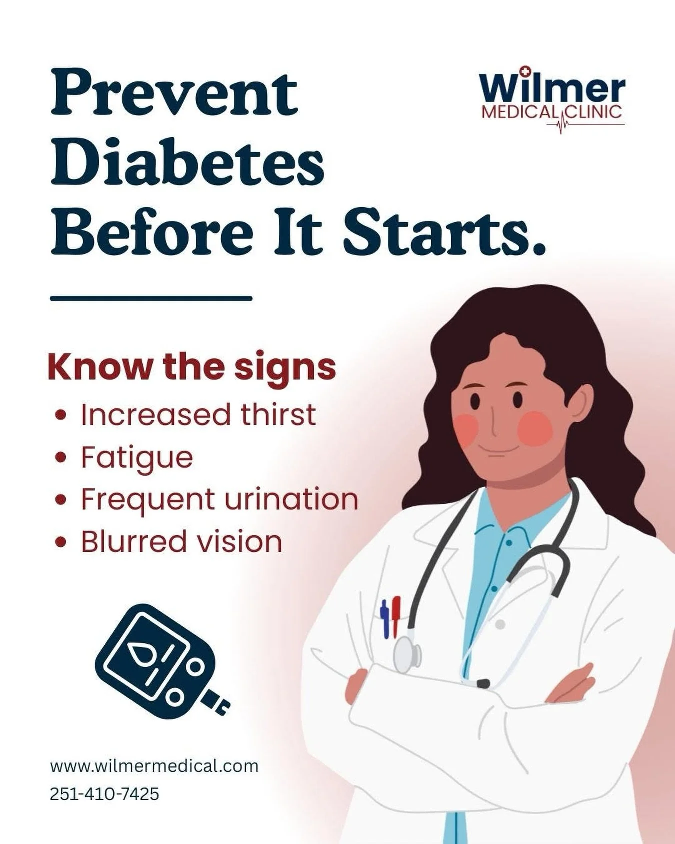 If you&rsquo;ve noticed these signs, don&rsquo;t wait&mdash;schedule a checkup today!

251-410-7425

#DiabetesPrevention